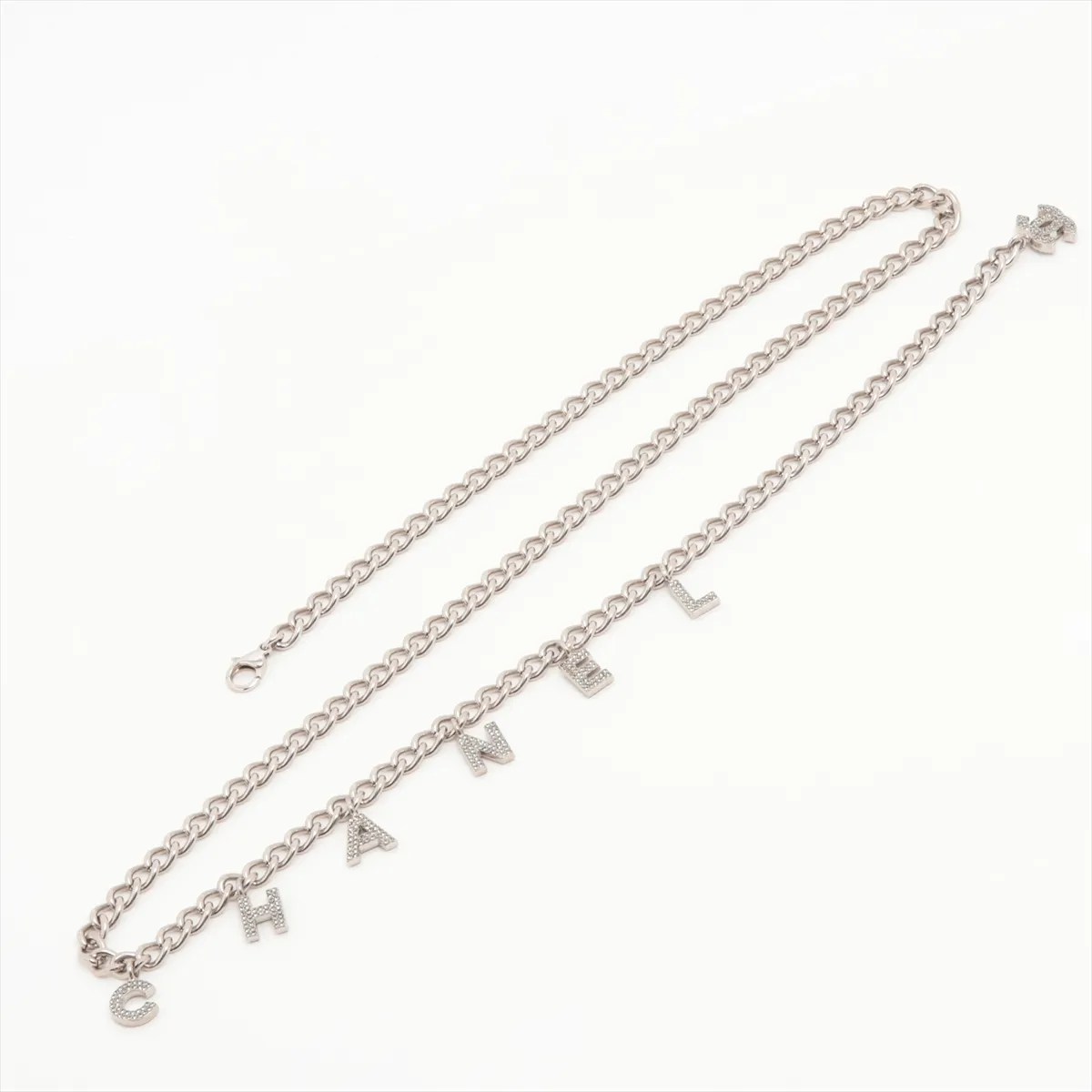 Coco Mark Logo 02A Chain Belt Metal x Rhinestone Silver