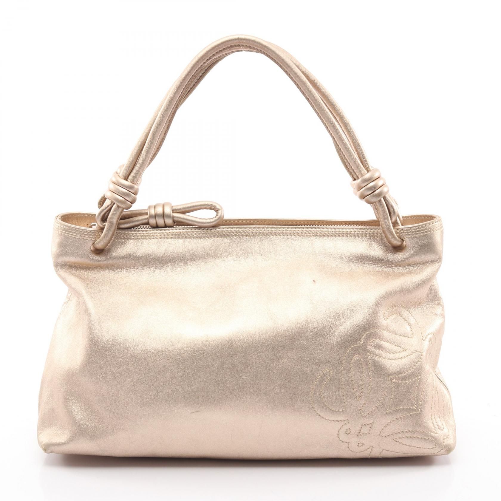 Anagram Handbag Gold Leather