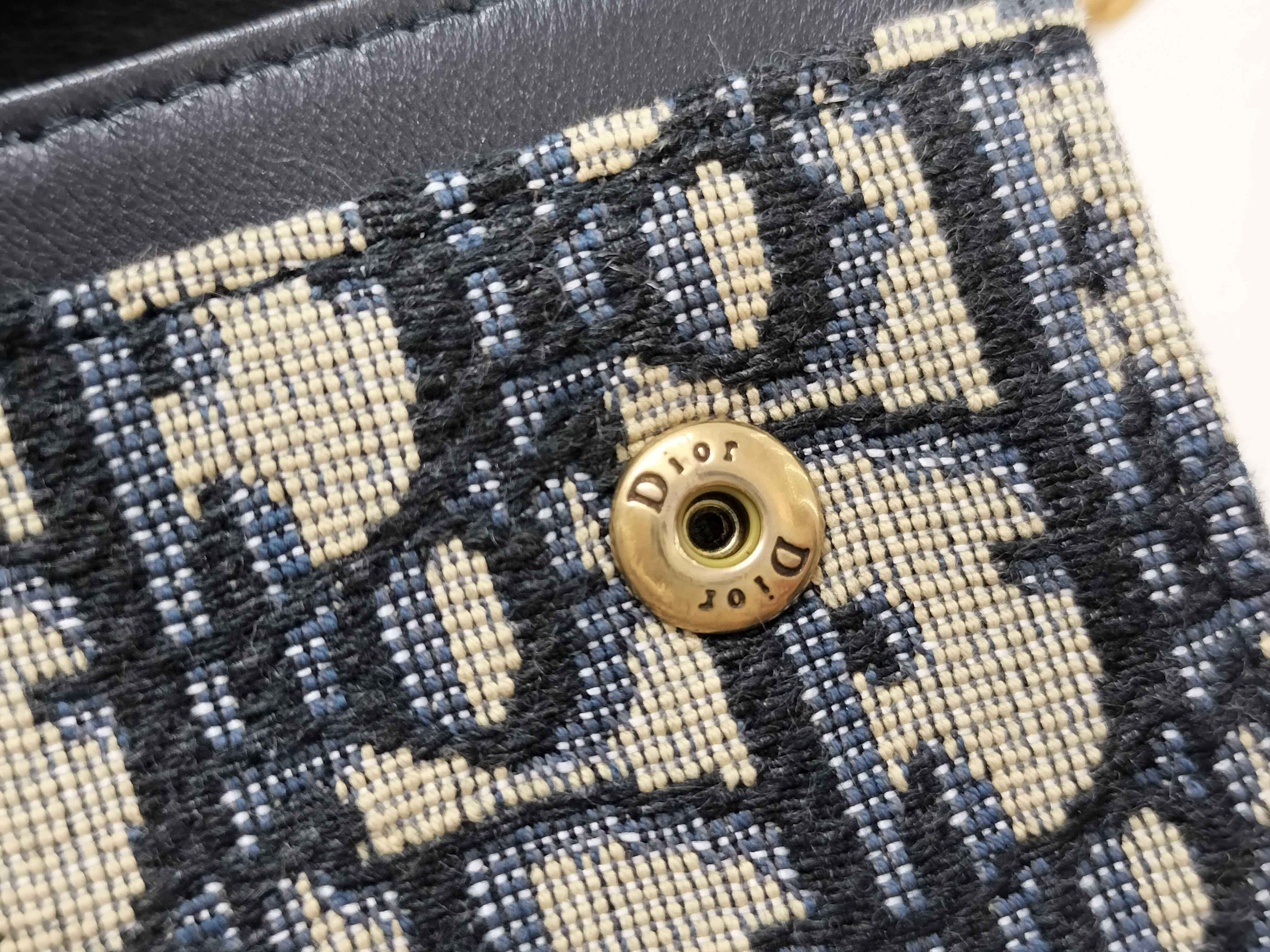 Trotter Christian Dior Oblique Saddle Canvas x Leather Chain Shoulder Bag Navy Shoulder Bag — view 15