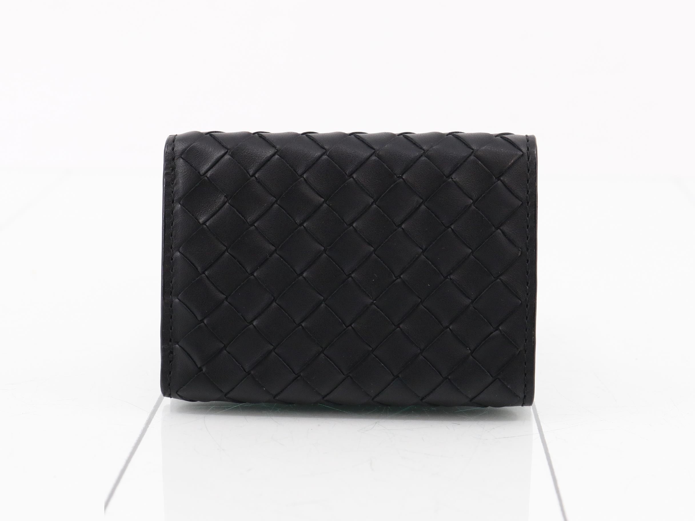 Intrecciato Tri-fold Wallet, Black — view 2