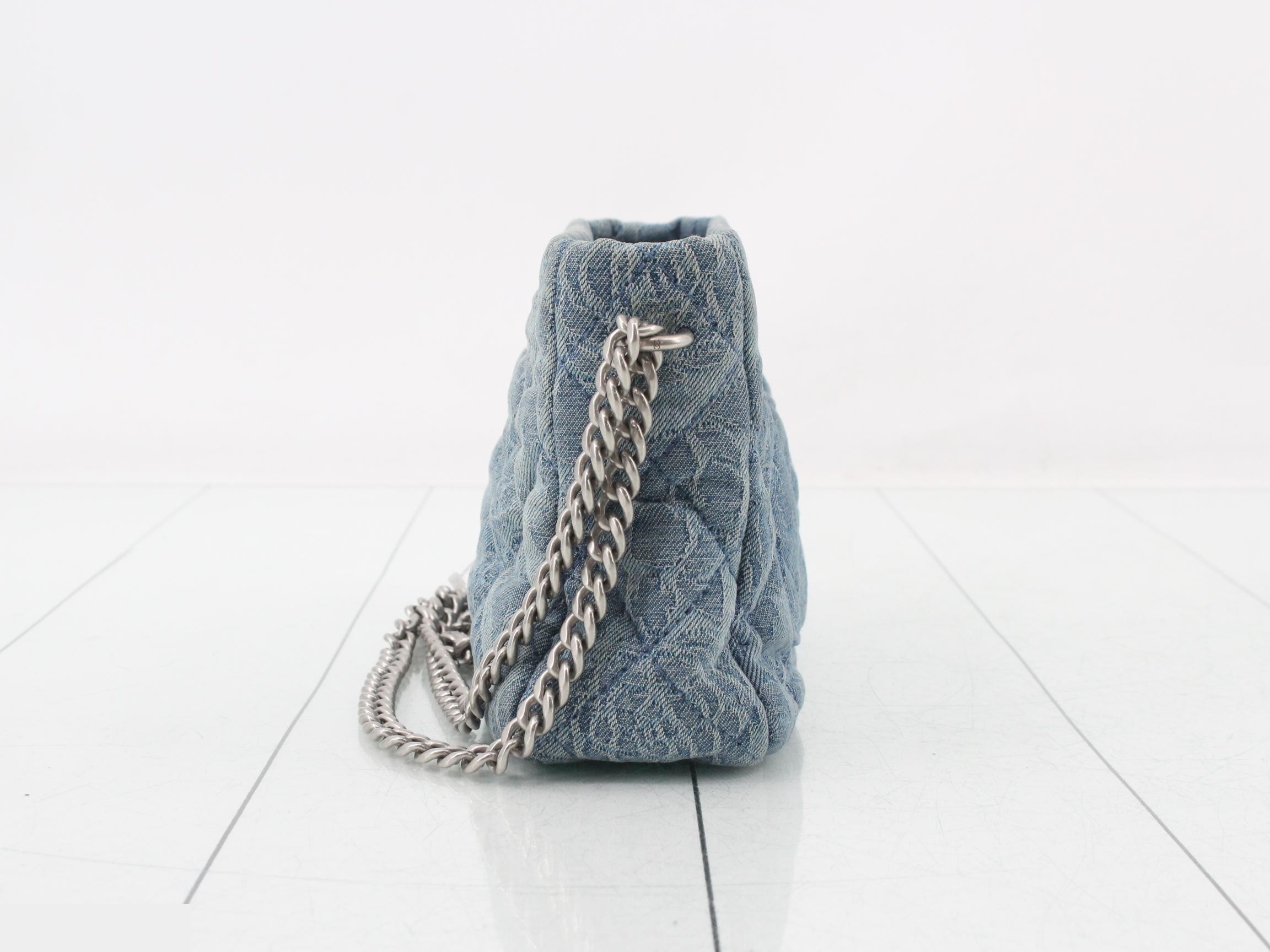 Matelassé Denim Camellia Chain Shoulder Bag — view 3
