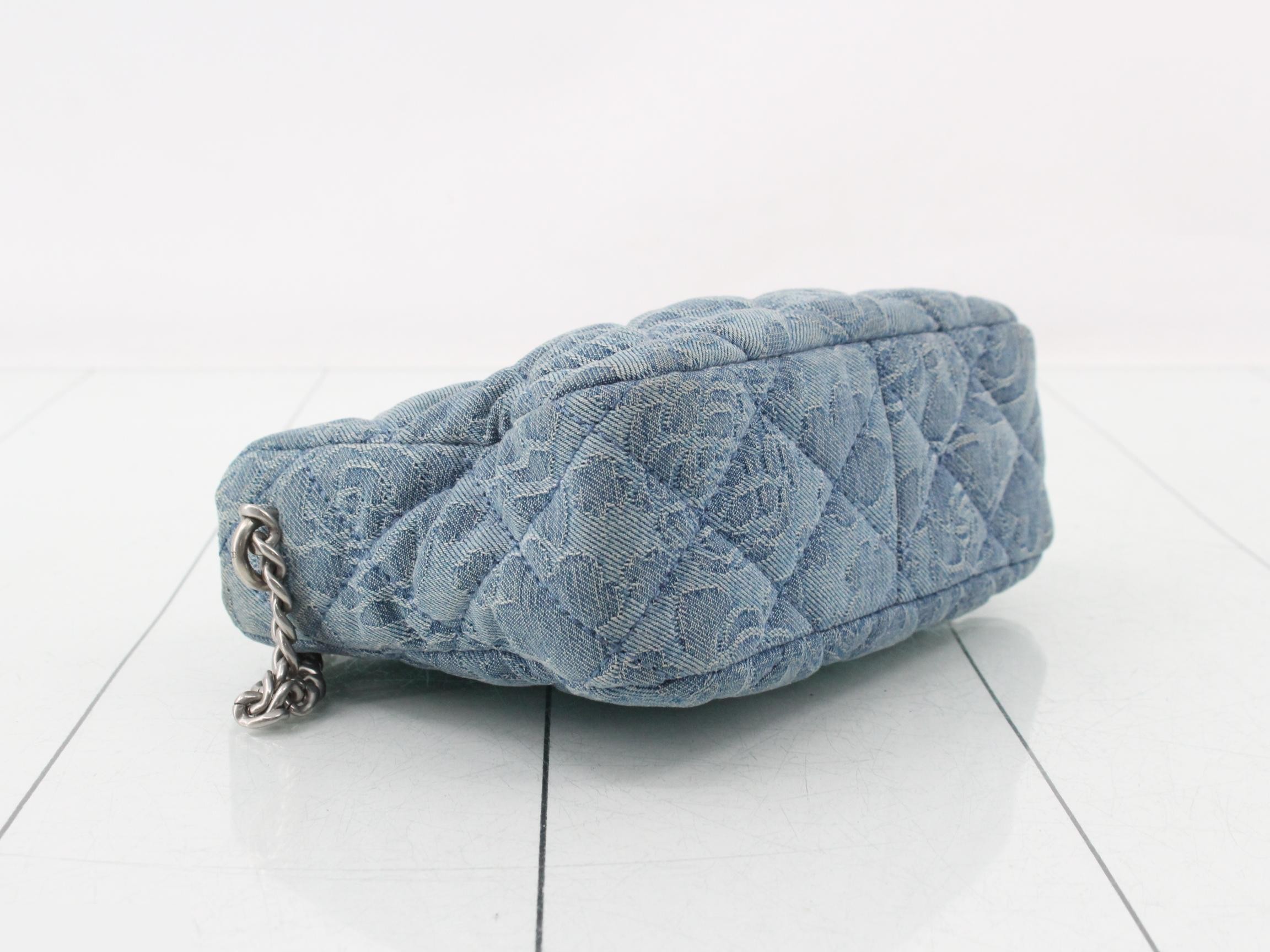 Matelassé Denim Camellia Chain Shoulder Bag — view 5