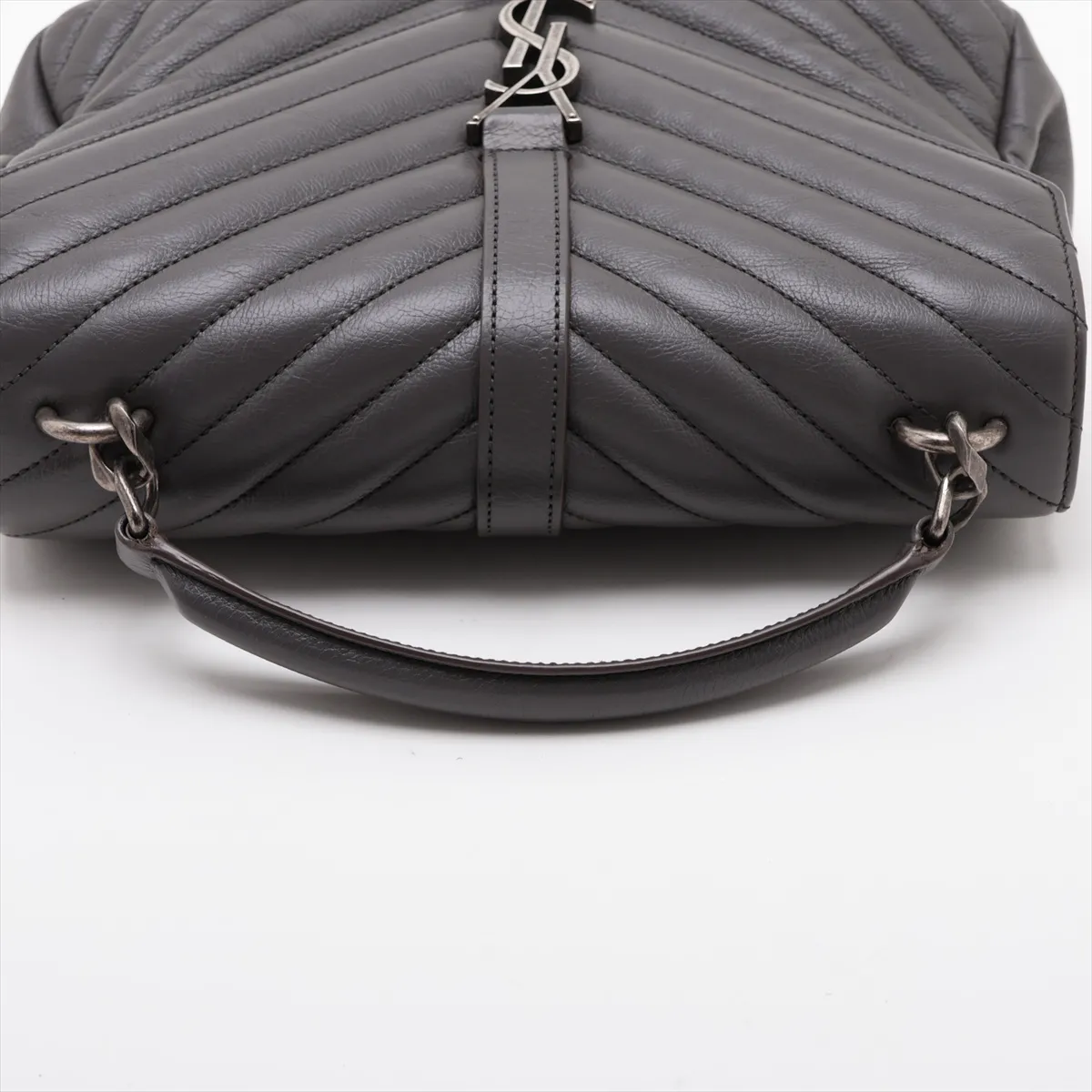 College Leather 2-Way Handbag, Gray, 428056 — view 5