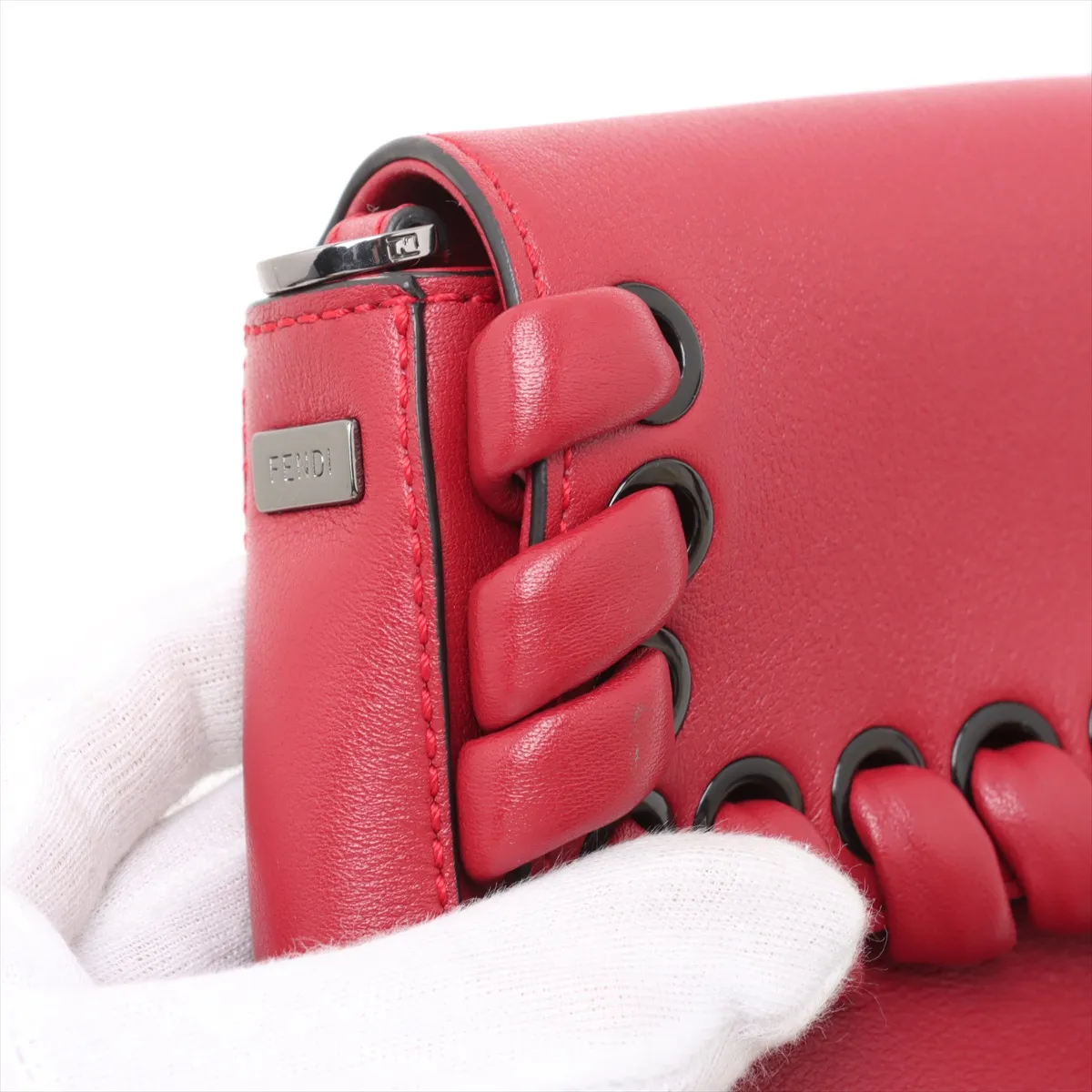 Mamma Bucket Leather Shoulder Bag Red 8BR600 — view 10
