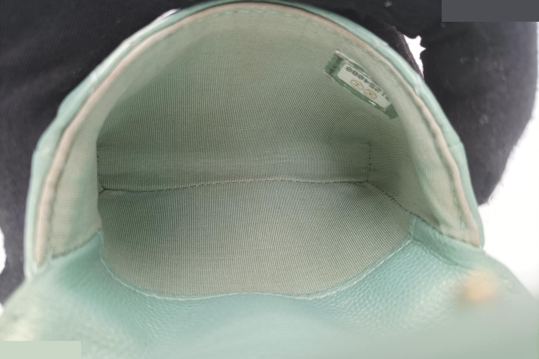 Mini Matelassé Pearl Coin Purse, Lambskin, Green — view 6