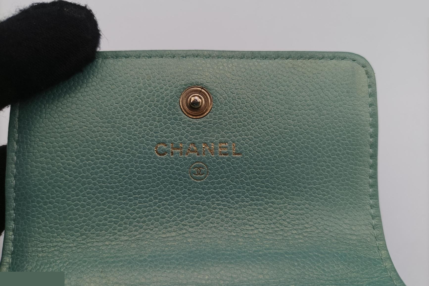 Mini Matelassé Pearl Coin Purse, Lambskin, Green — view 7
