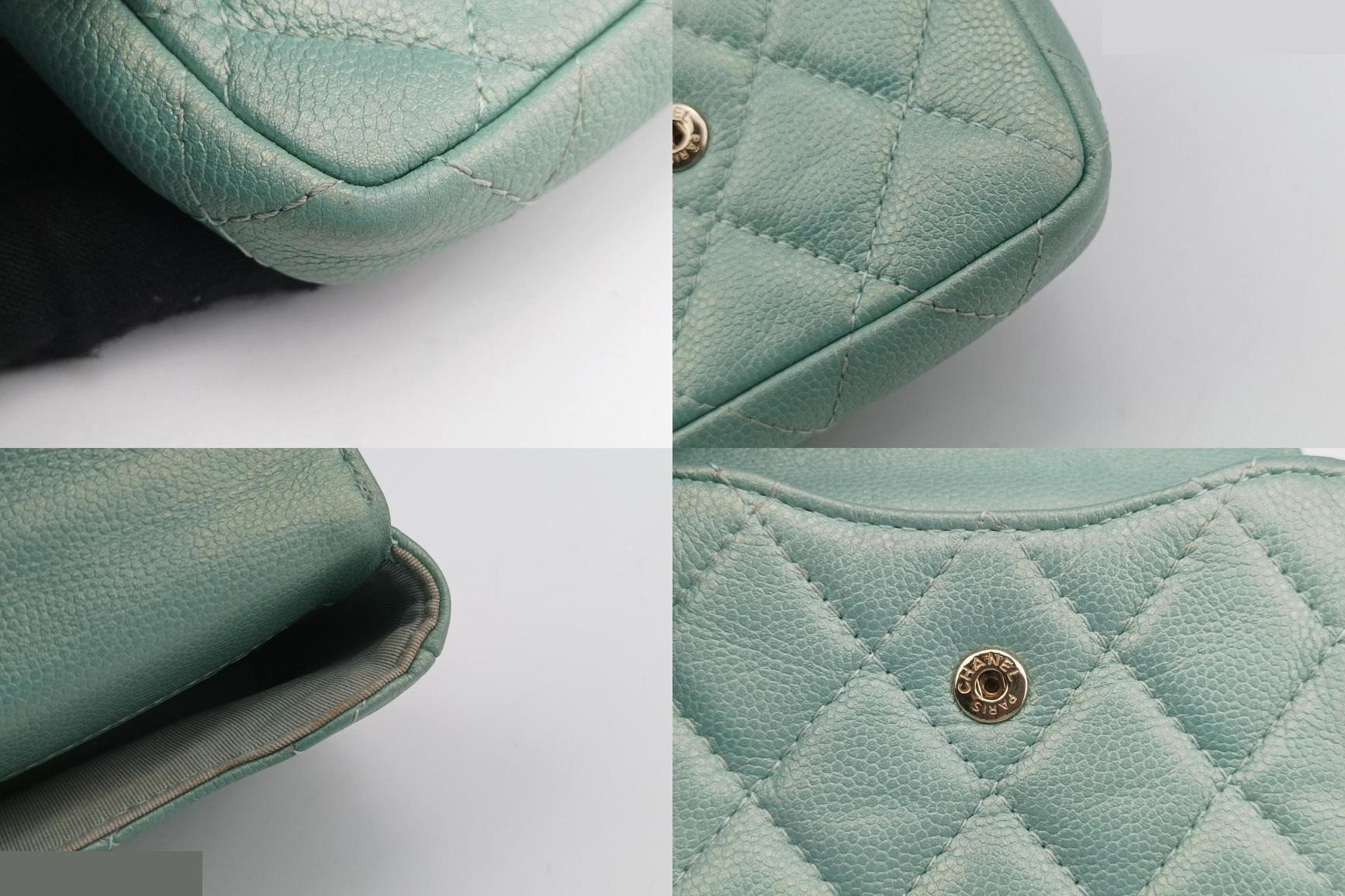 Mini Matelassé Pearl Coin Purse, Lambskin, Green — view 10