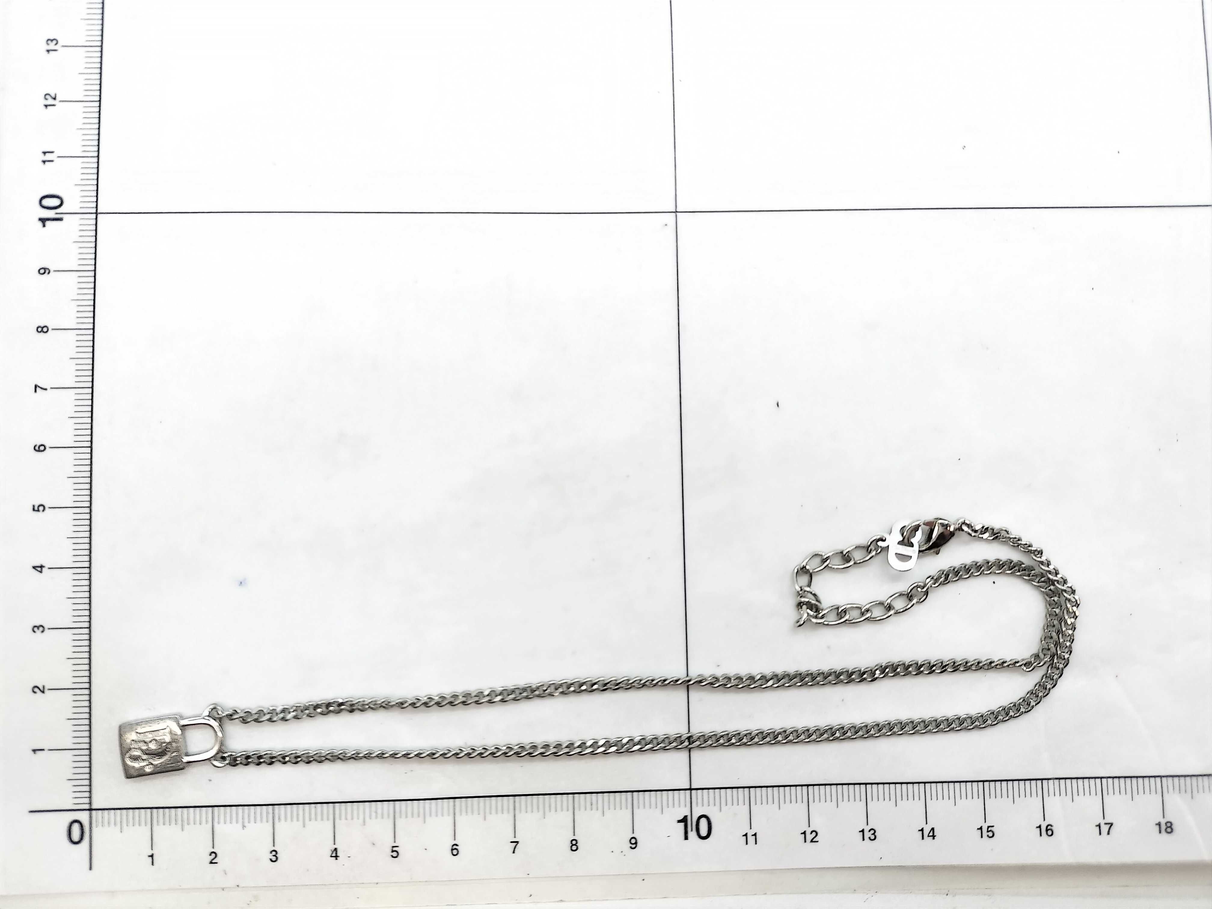 padlock motif necklace, silver color necklace — view 5
