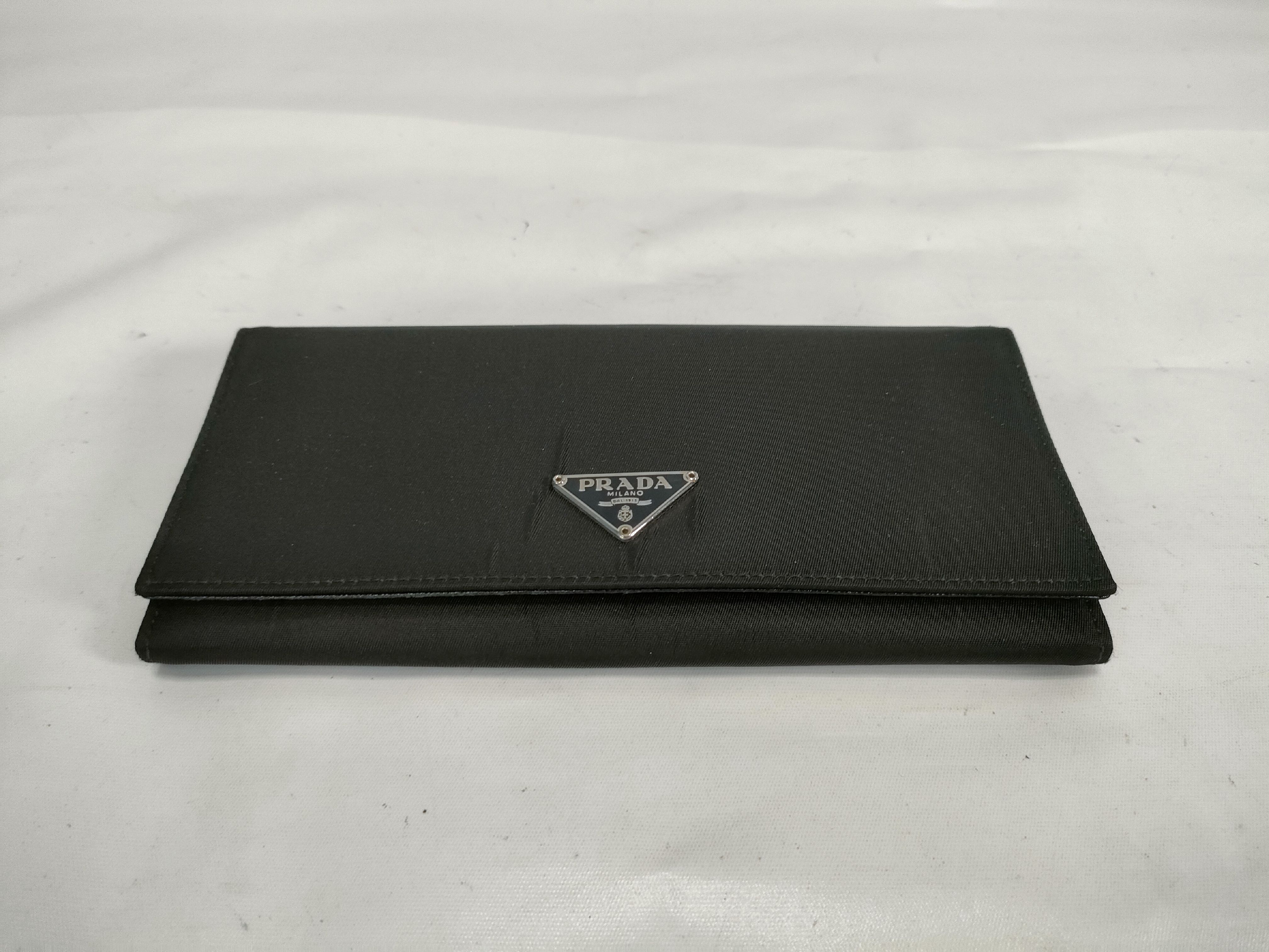 Nylon Tessuto Nylon Leather Triangle Logo Flap Long Wallet — view 4