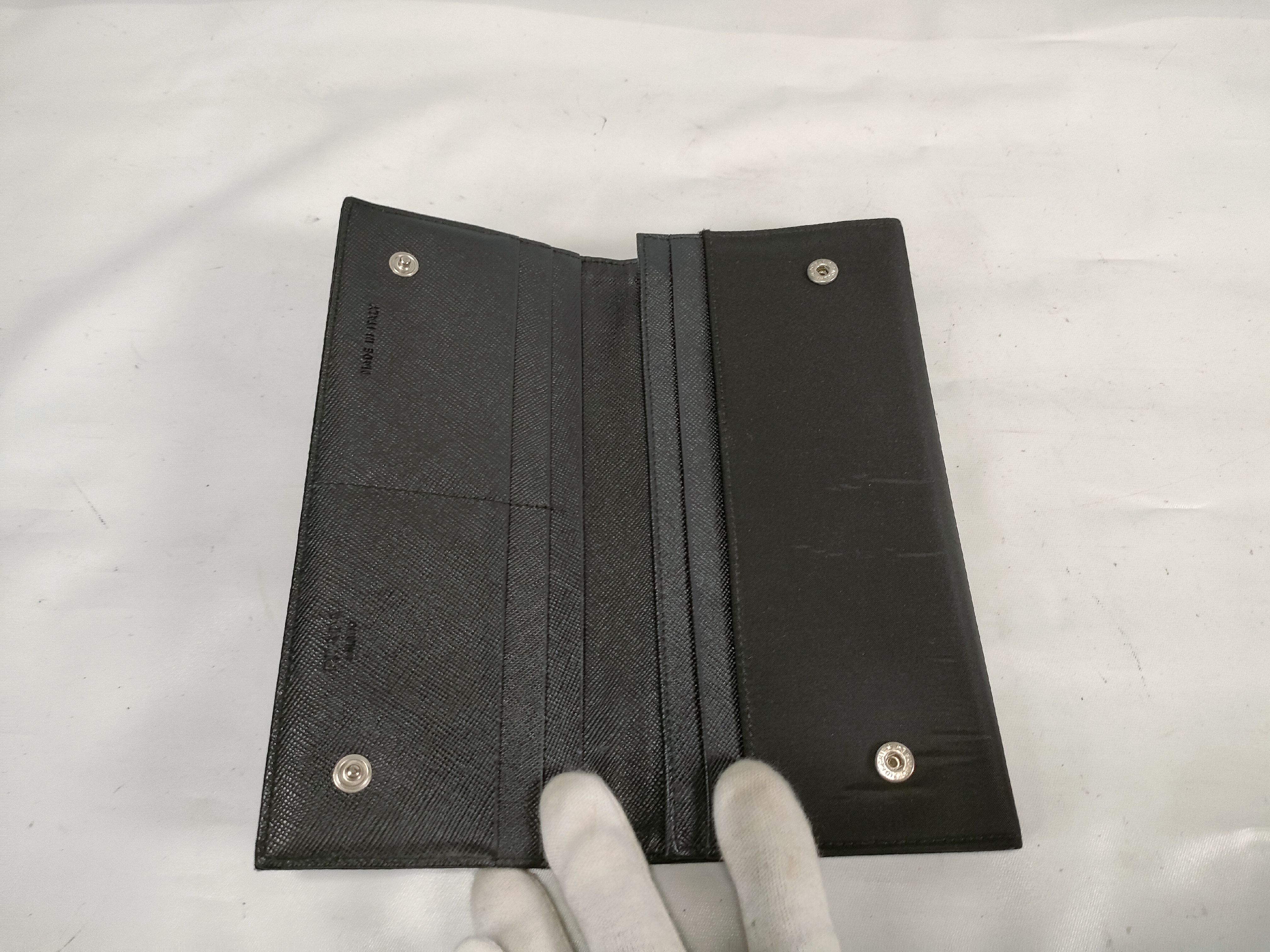 Nylon Tessuto Nylon Leather Triangle Logo Flap Long Wallet — view 6