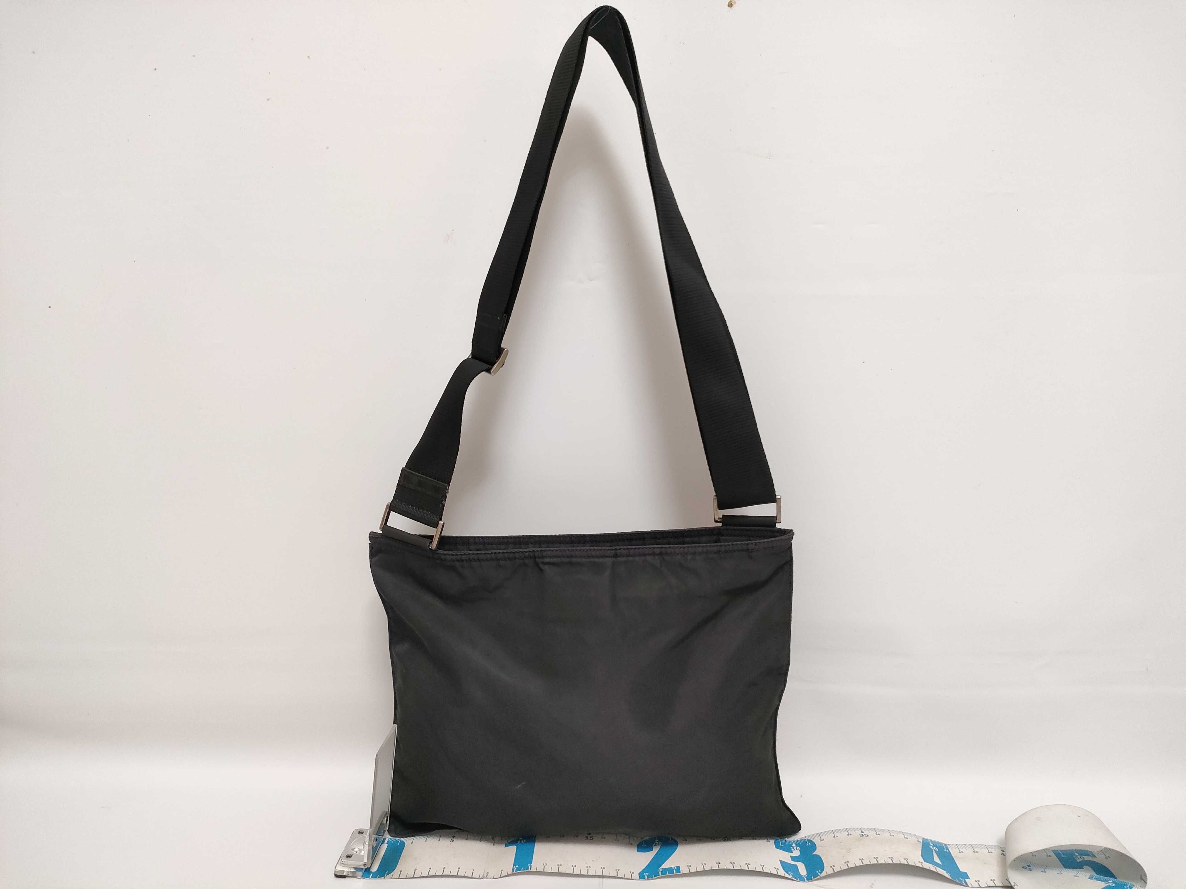 Nylon Shoulder Bag with Triangle Logo, White Tag, Size 40 — view 2
