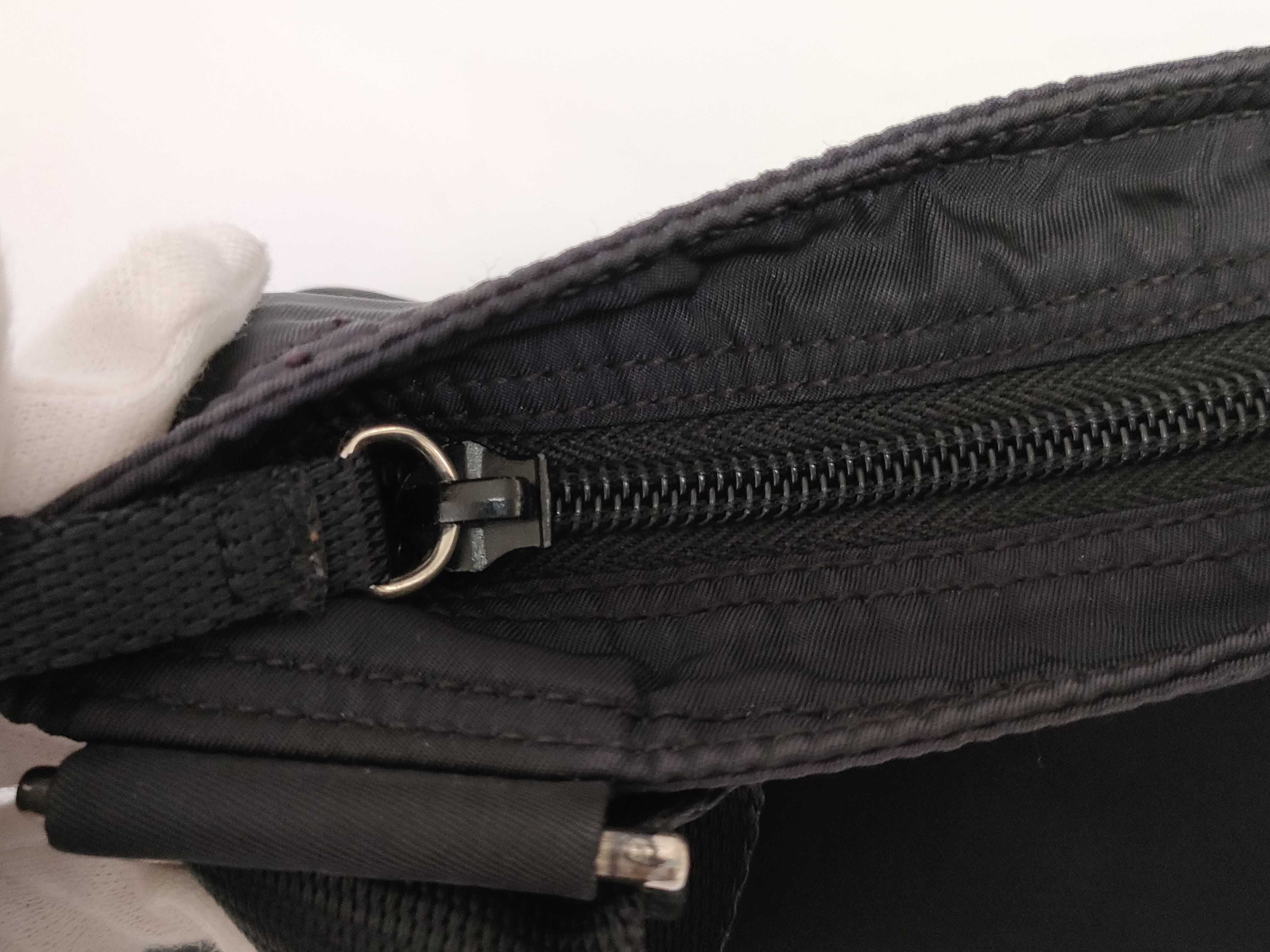 Nylon Shoulder Bag with Triangle Logo, White Tag, Size 40 — view 8