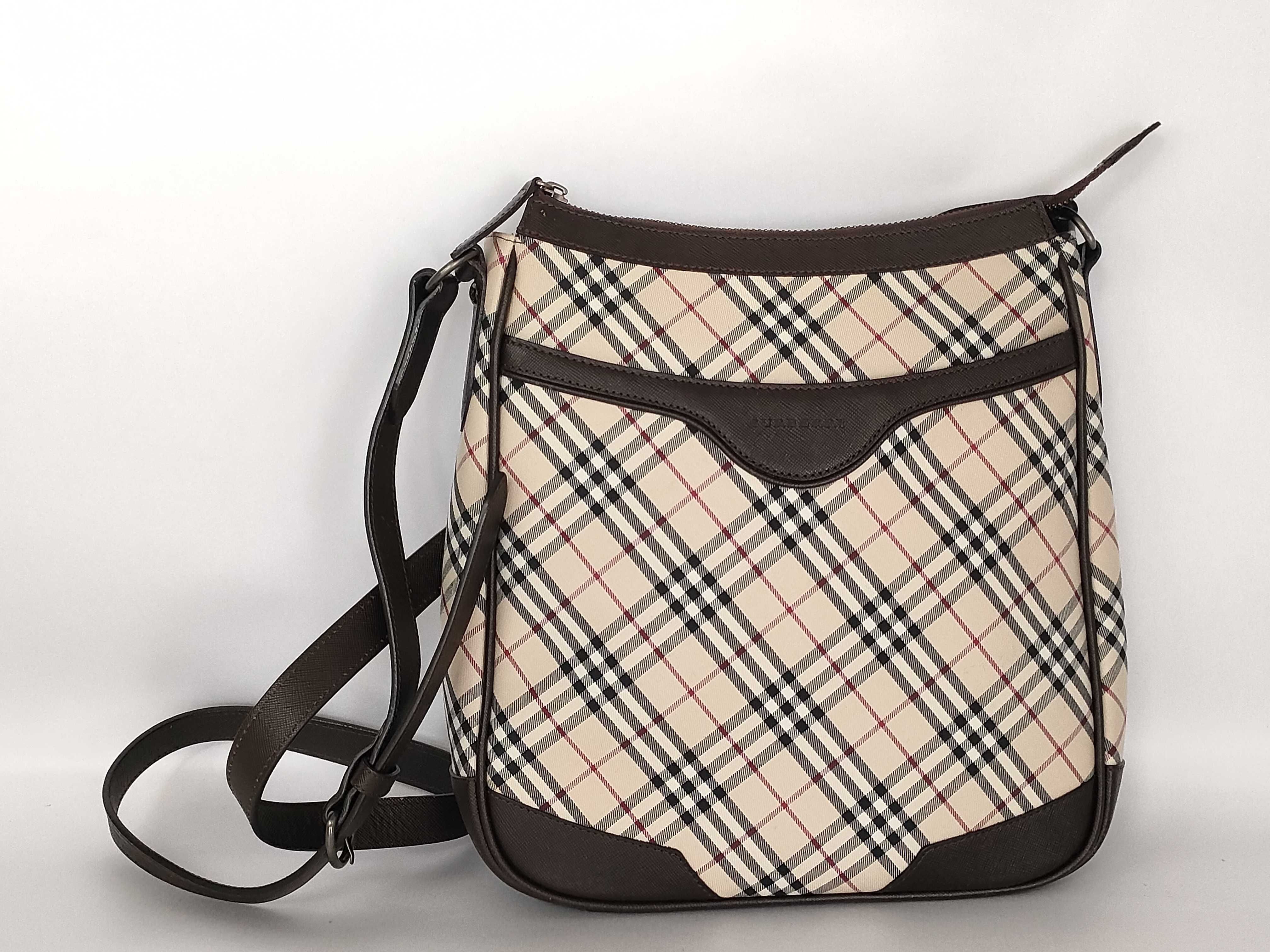 shoulder bag, Nova Check pattern, brown canvas and leather shoulder bag.