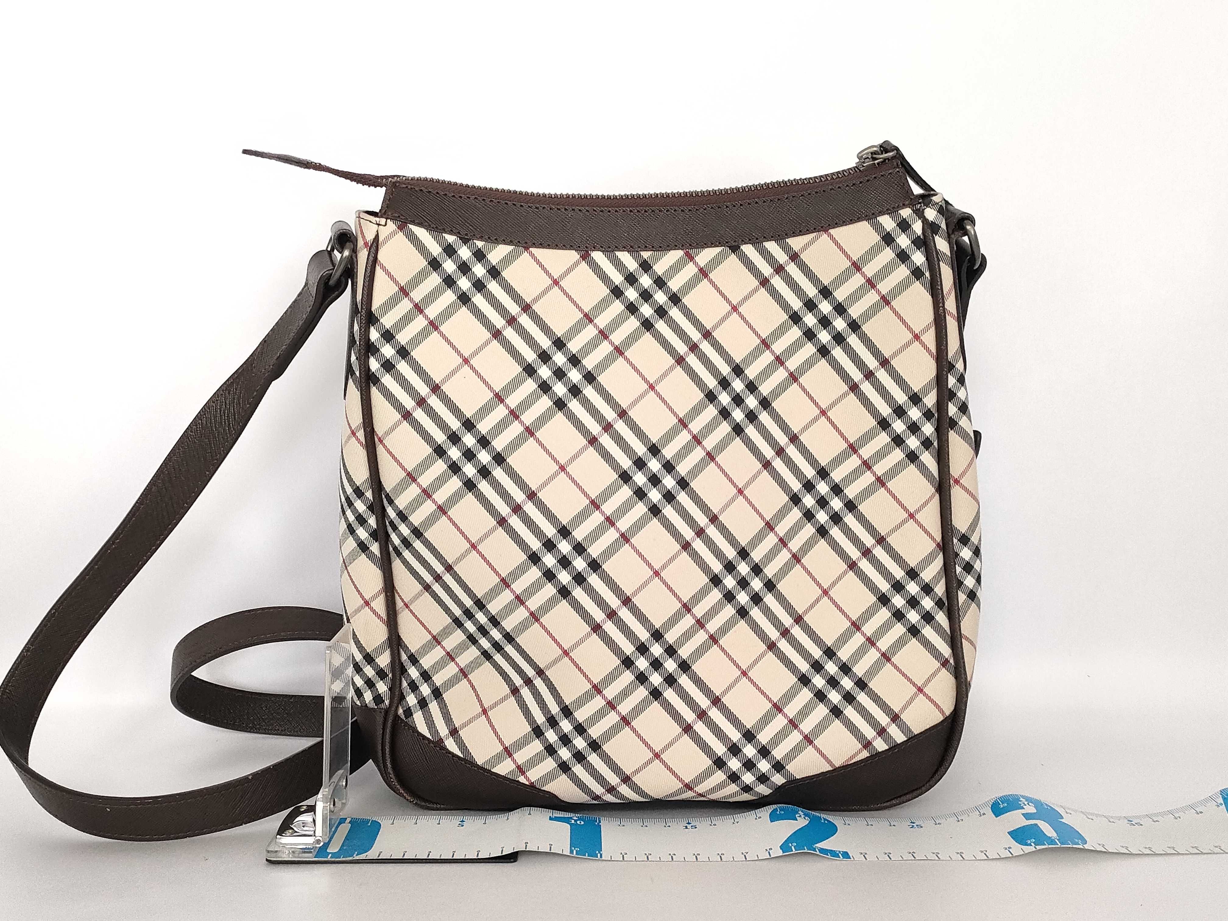 shoulder bag, Nova Check pattern, brown canvas and leather shoulder bag. — view 2