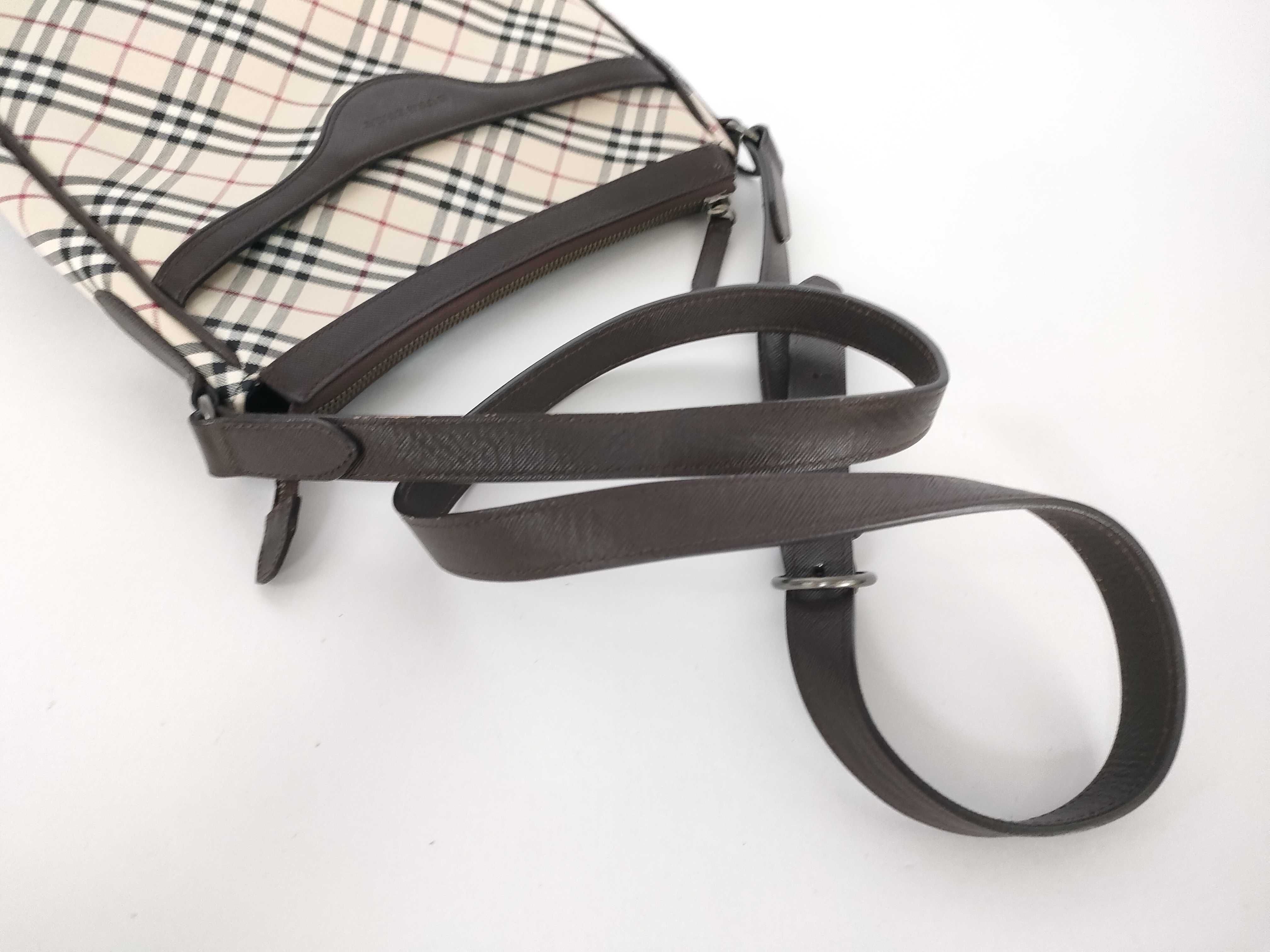 shoulder bag, Nova Check pattern, brown canvas and leather shoulder bag. — view 3