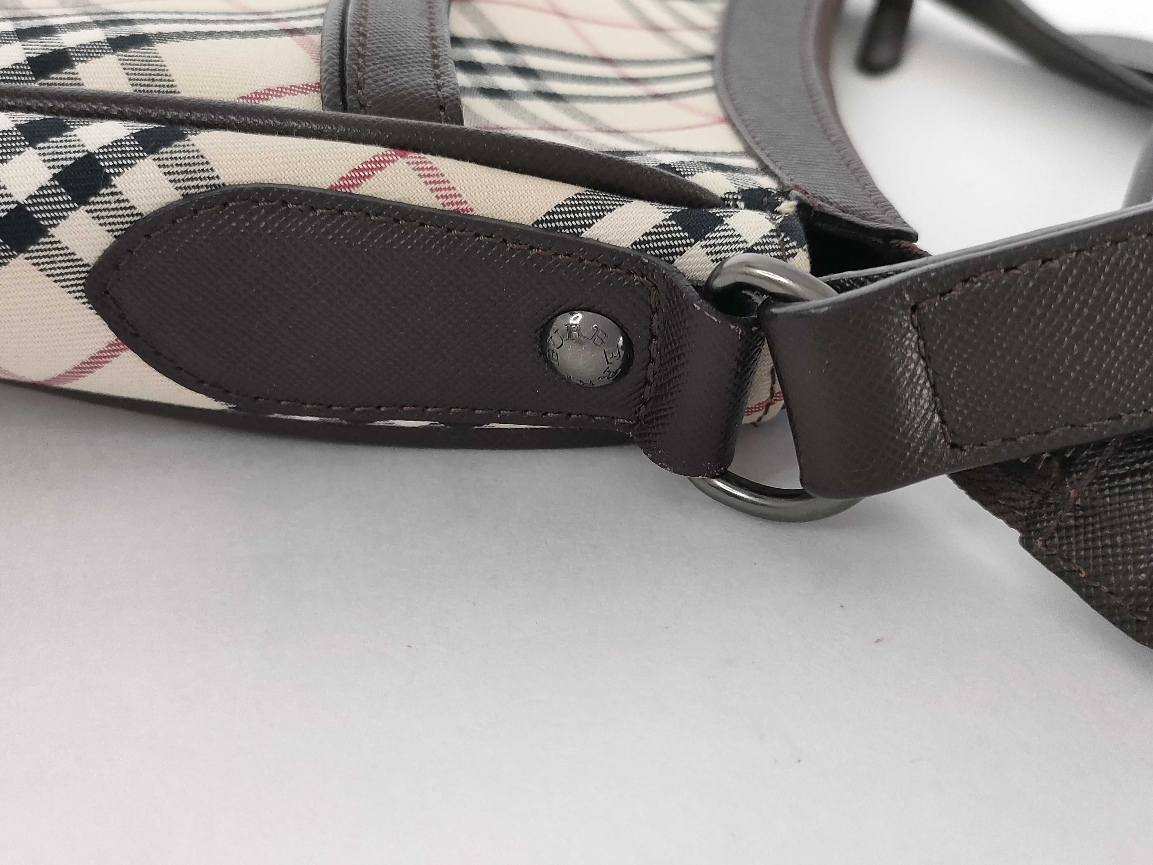shoulder bag, Nova Check pattern, brown canvas and leather shoulder bag. — view 5