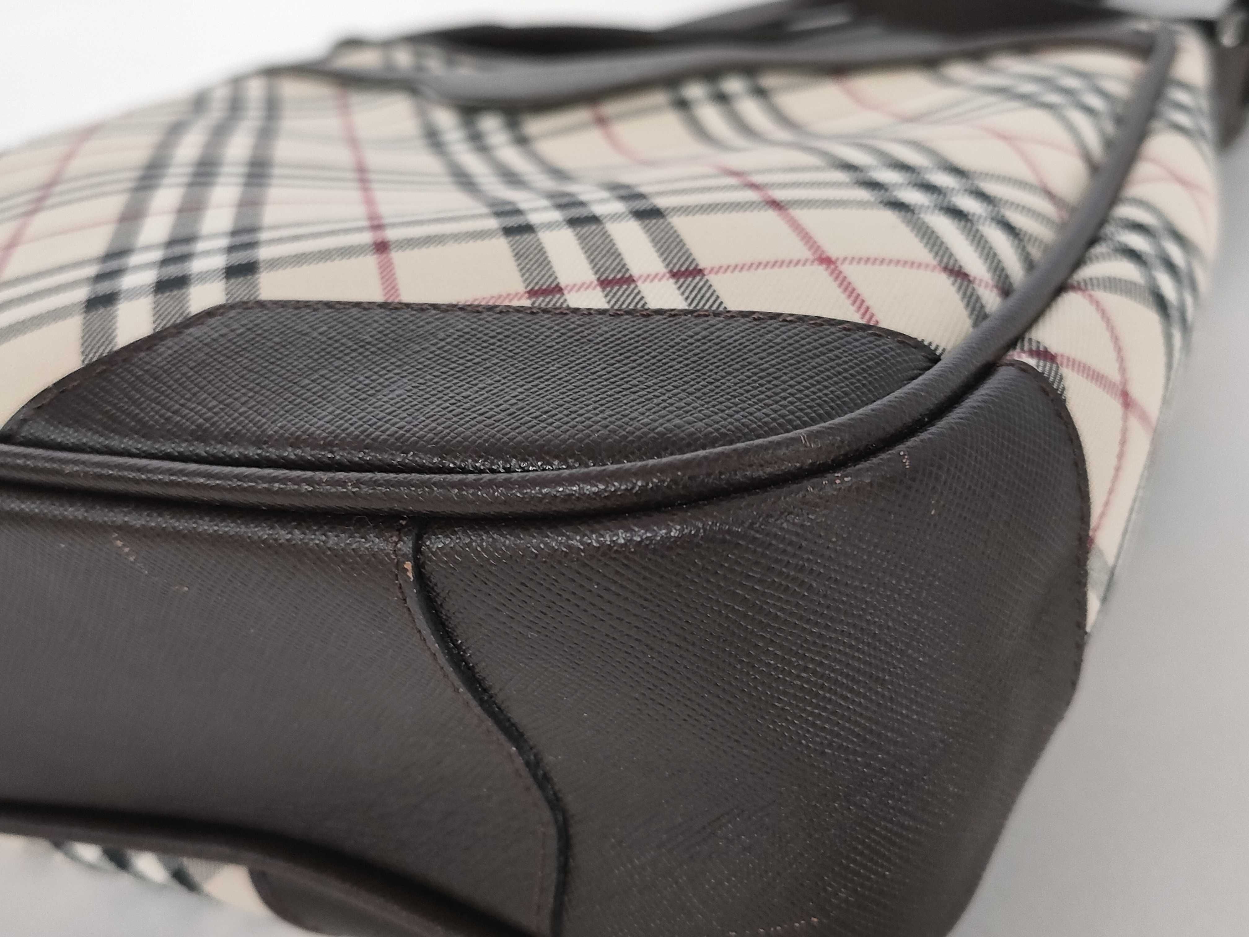 shoulder bag, Nova Check pattern, brown canvas and leather shoulder bag. — view 6