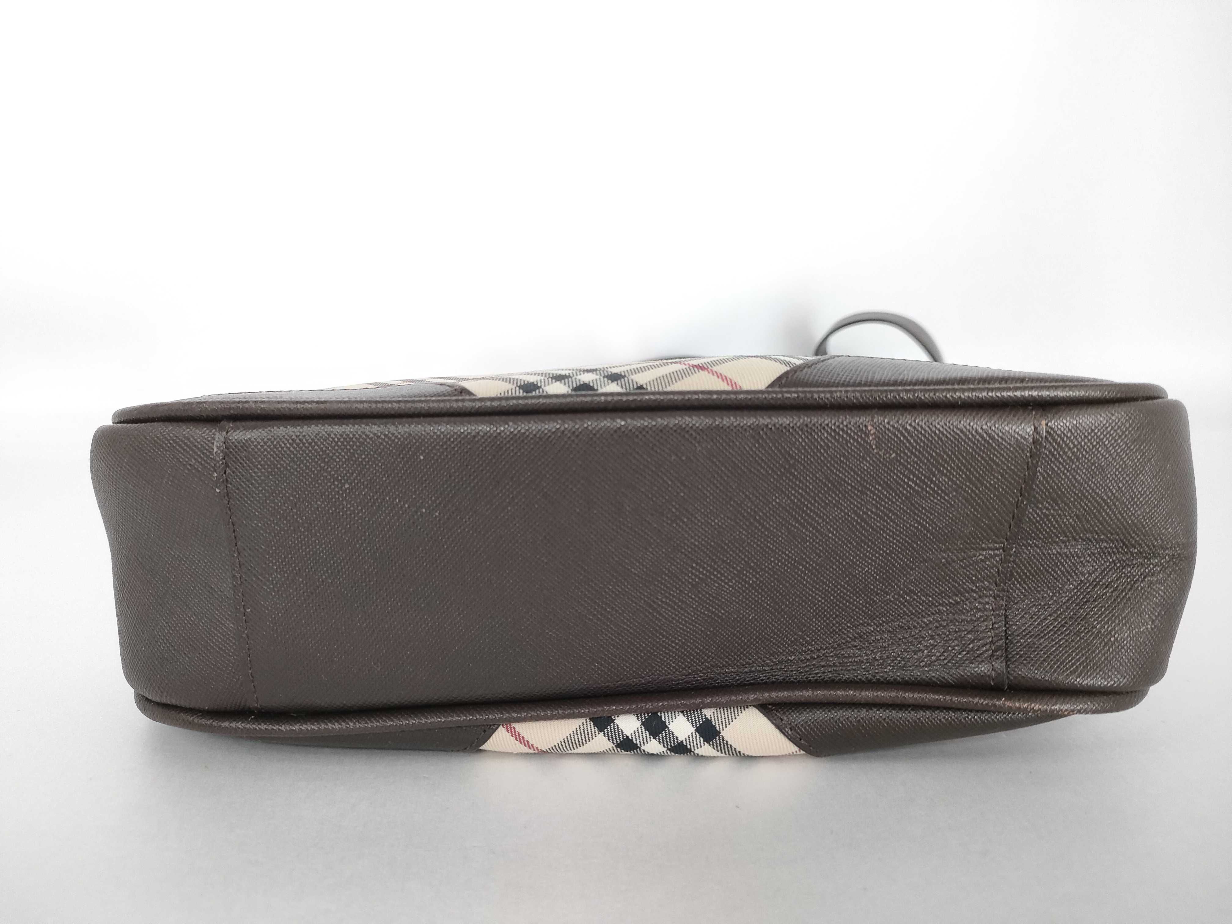 shoulder bag, Nova Check pattern, brown canvas and leather shoulder bag. — view 7