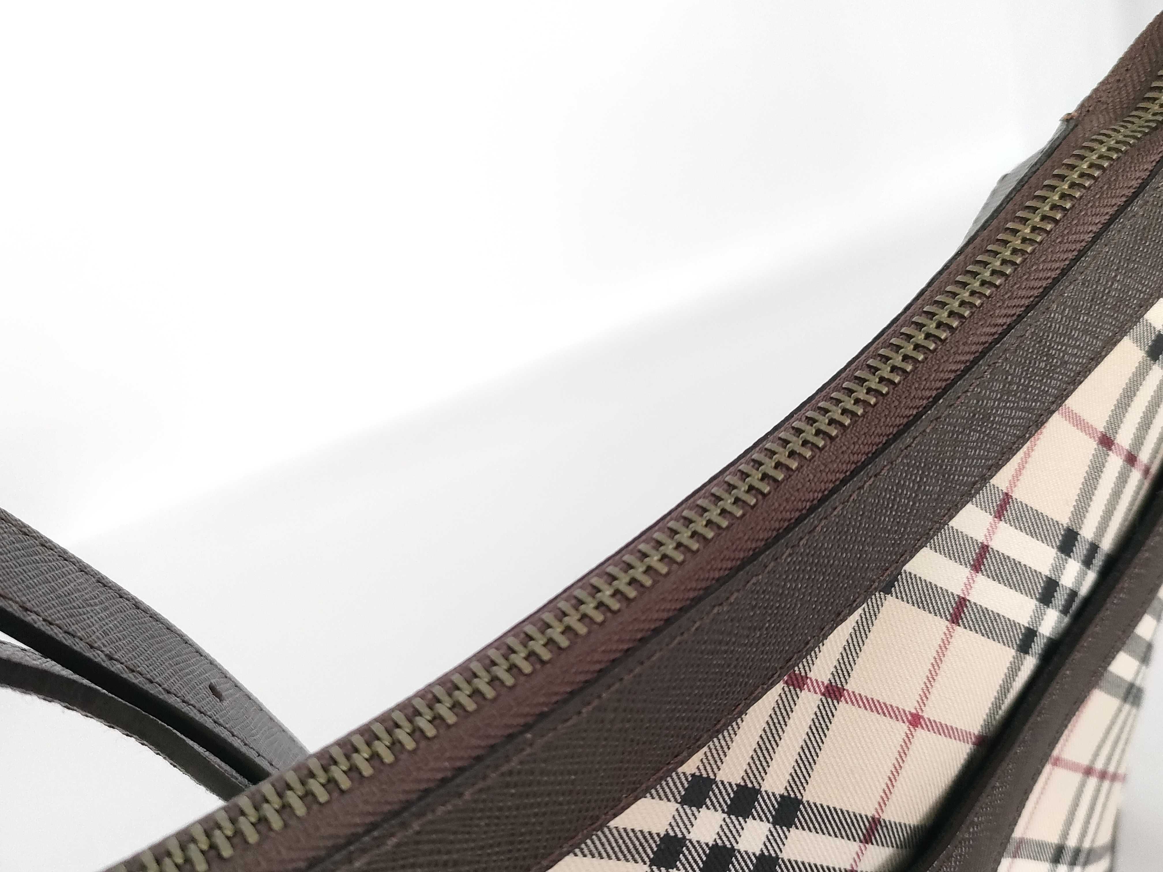 shoulder bag, Nova Check pattern, brown canvas and leather shoulder bag. — view 8