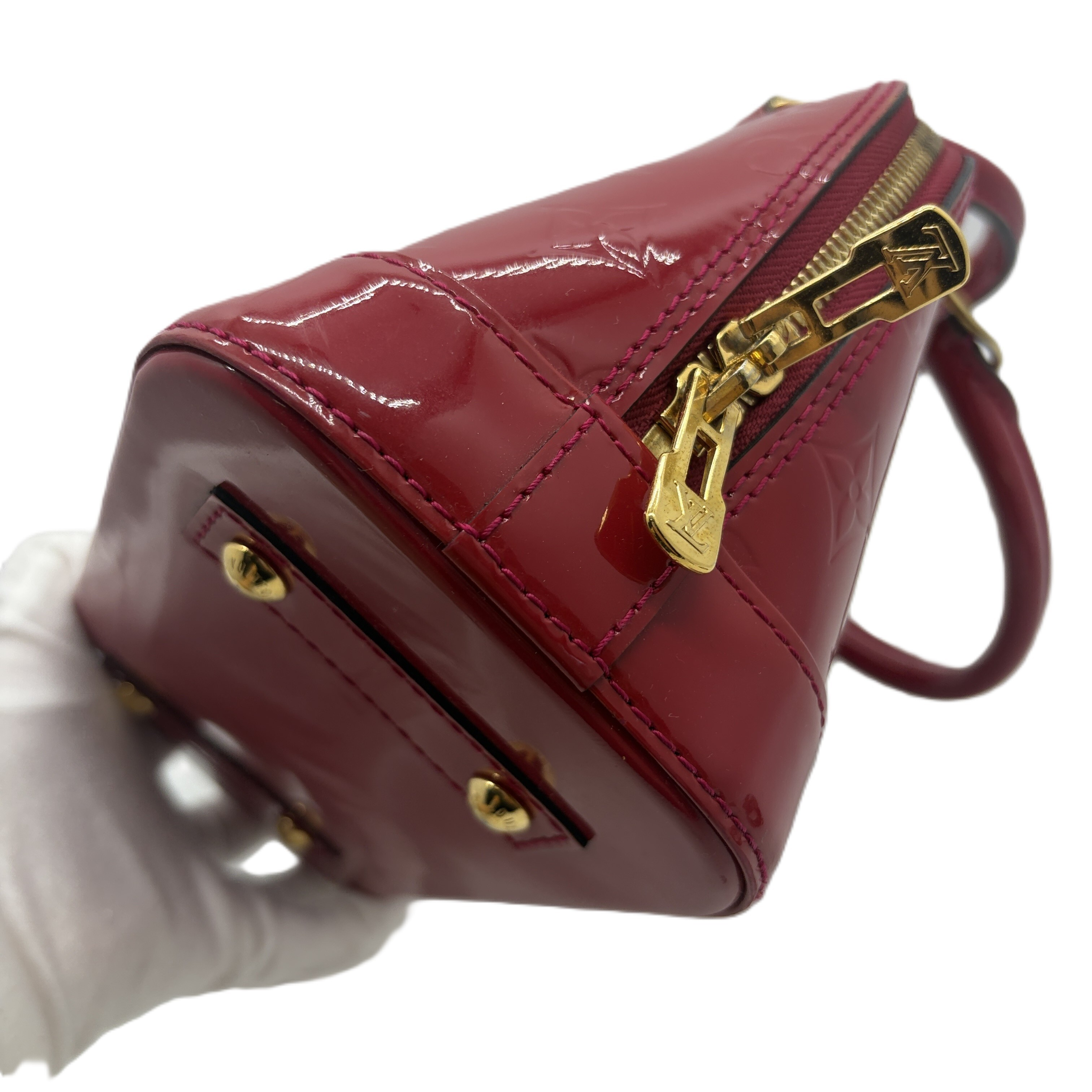Alma PM Monogram Vernis Red Handbag — view 5