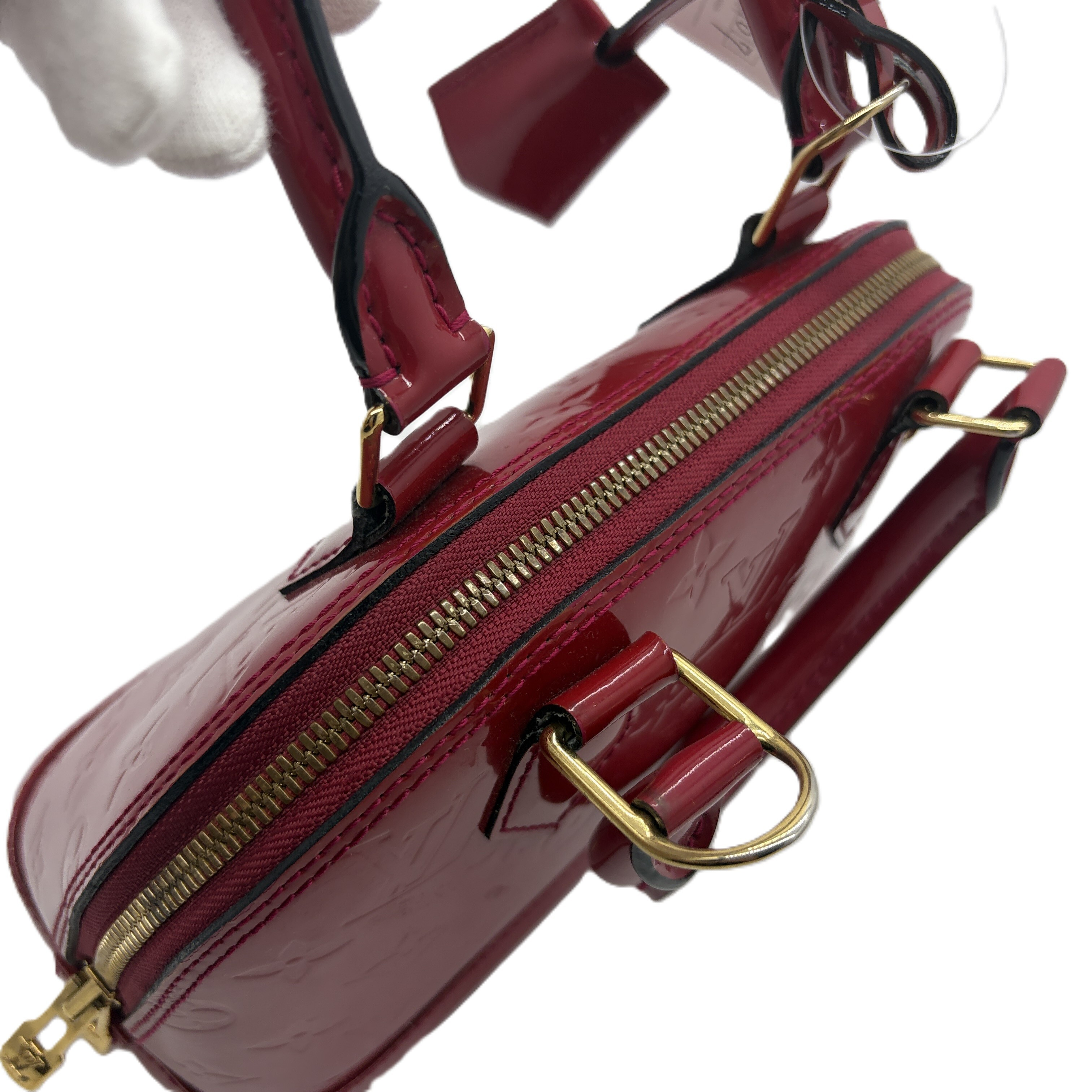 Alma PM Monogram Vernis Red Handbag — view 6