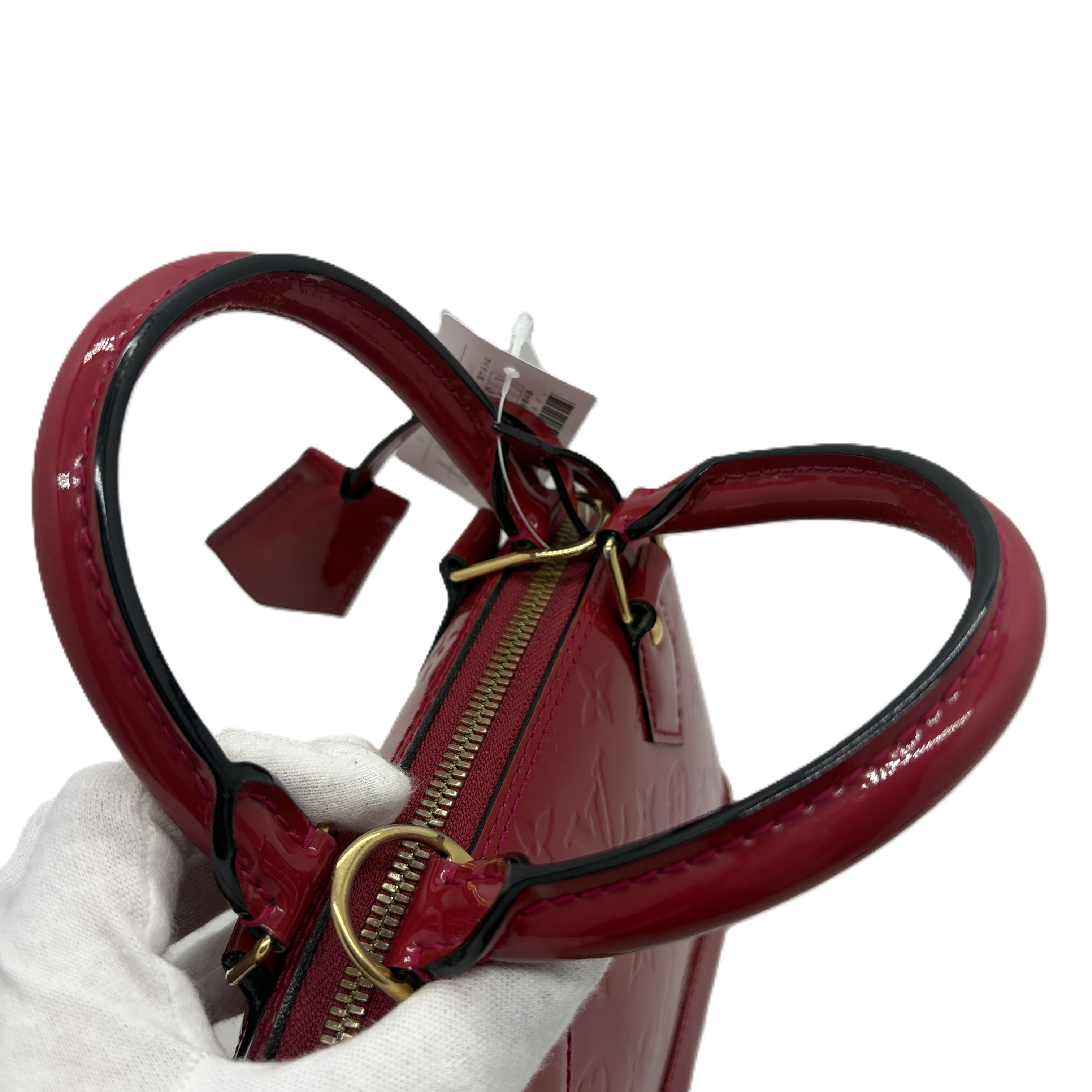 Alma PM Monogram Vernis Red Handbag — view 7