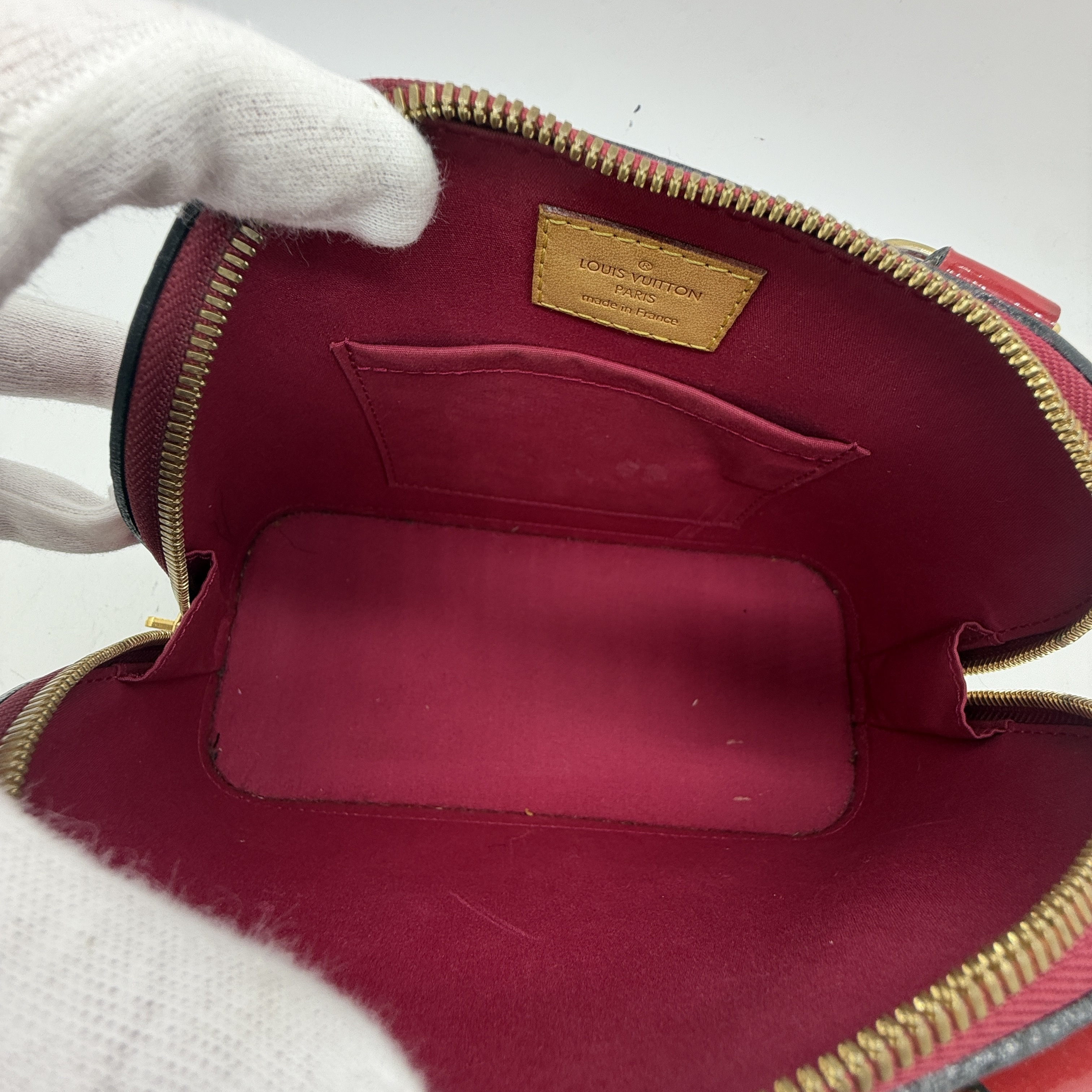 Alma PM Monogram Vernis Red Handbag — view 8