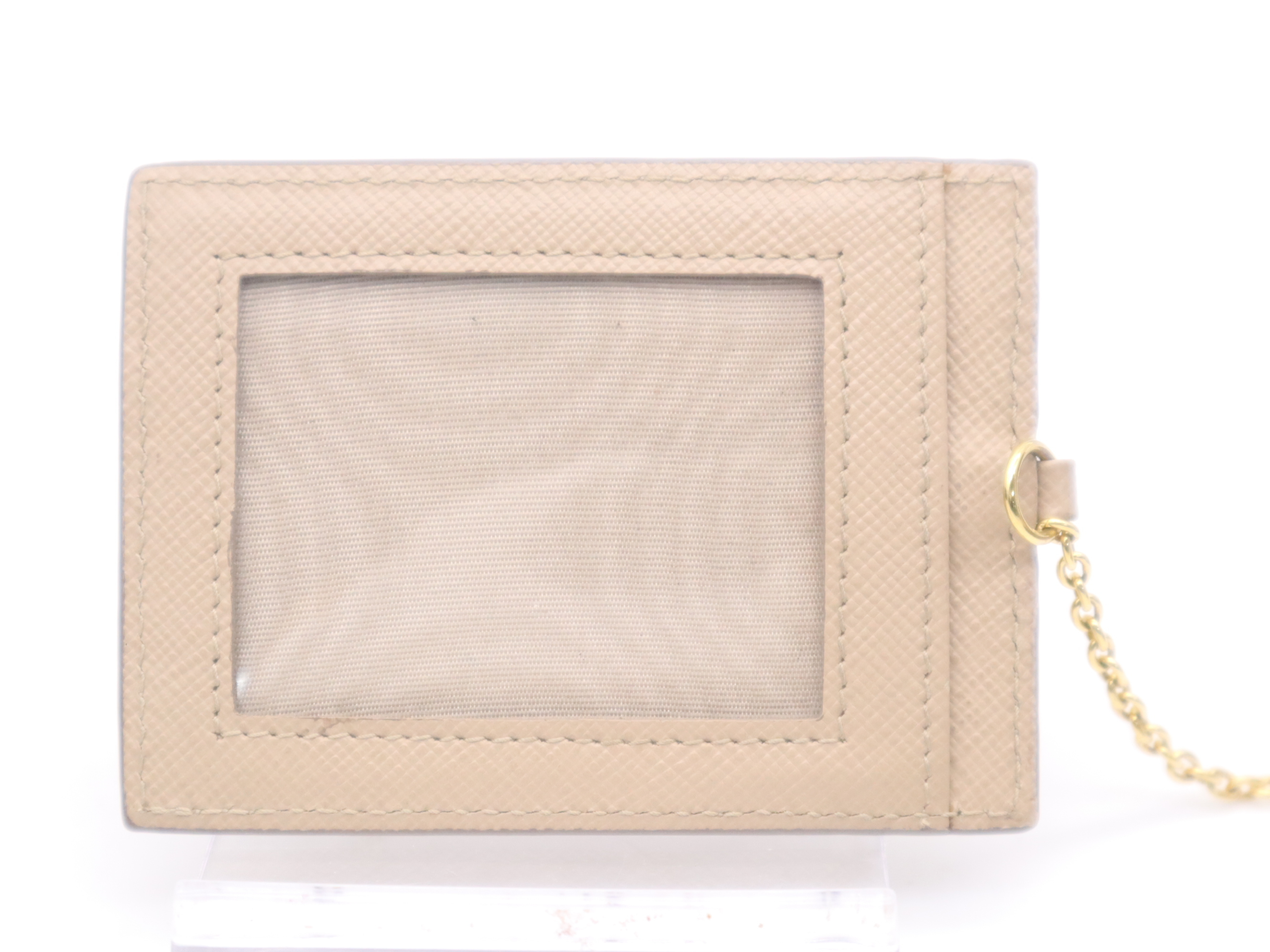 Saffiano Leather Bi-fold Long Wallet, Beige, Gold Hardware, with Box and Cards. — view 10