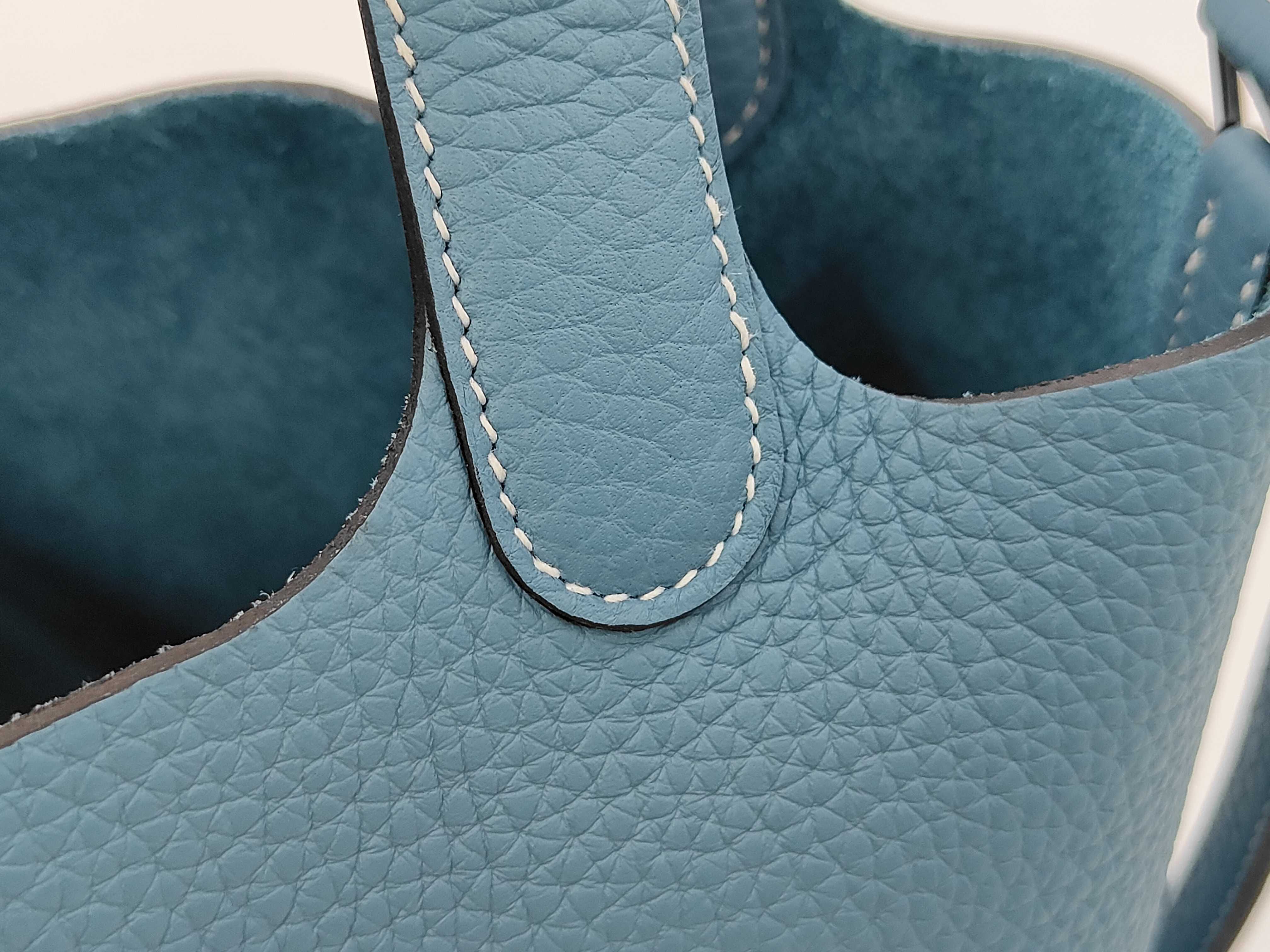 Picotin Lock 18 New Blue Jean Taurillon Clemence Leather Silver Hardware K Stamp Handbag — view 10