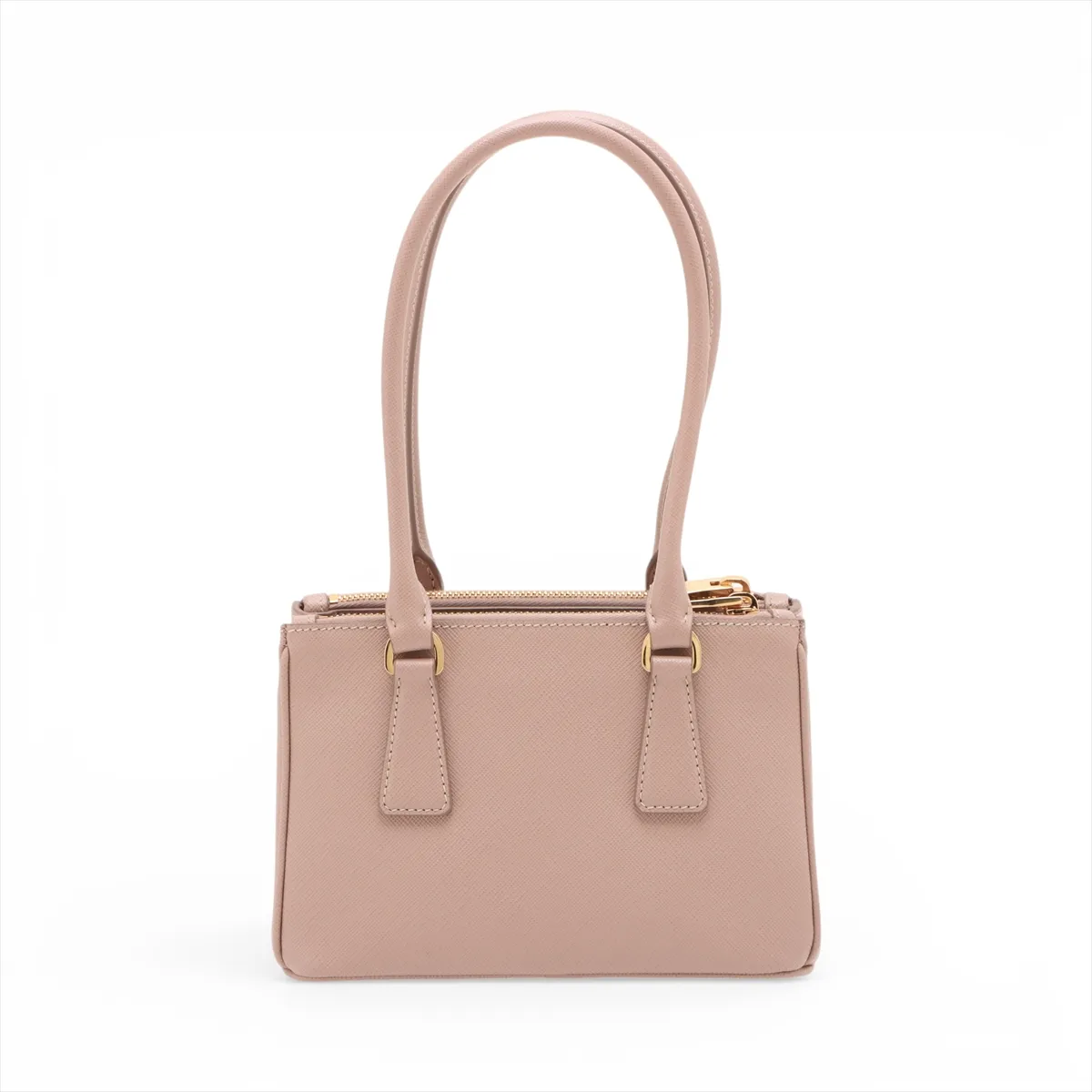 Saffiano Lux Leather 2-Way Handbag, Beige — view 2
