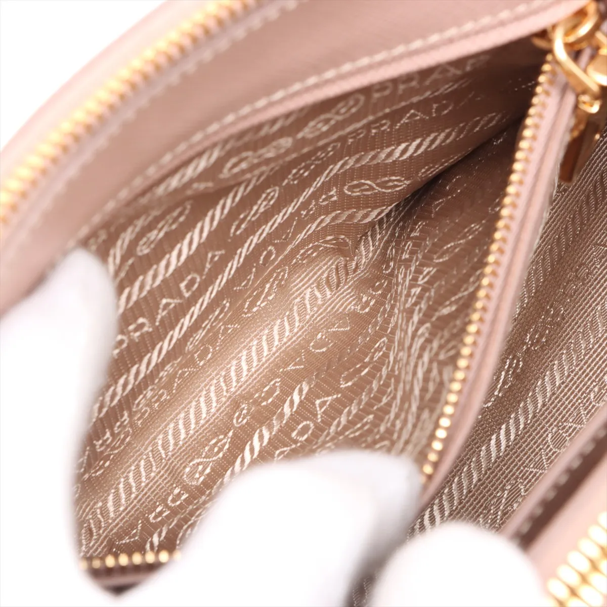 Saffiano Lux Leather 2-Way Handbag, Beige — view 11
