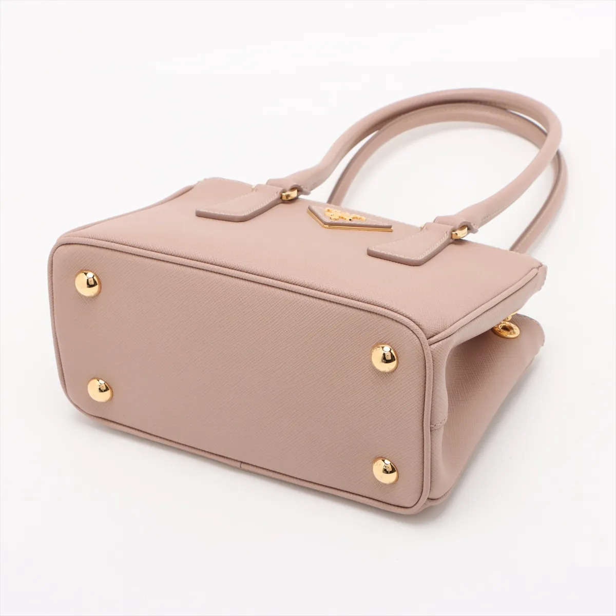 Saffiano Lux Leather 2-Way Handbag, Beige — view 3