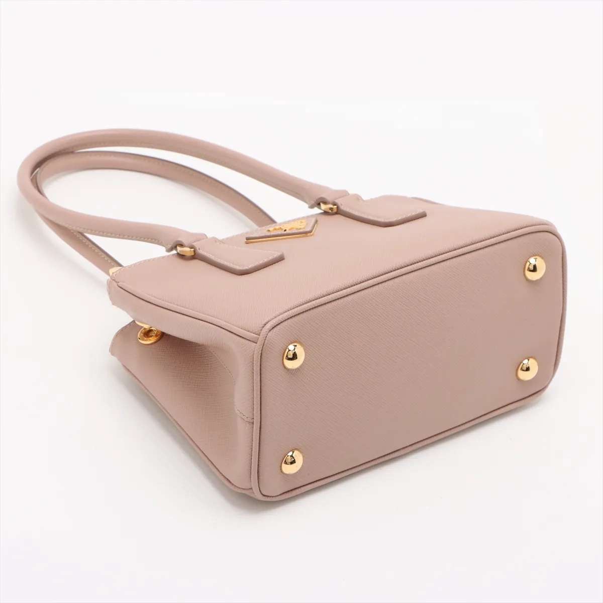 Saffiano Lux Leather 2-Way Handbag, Beige — view 4