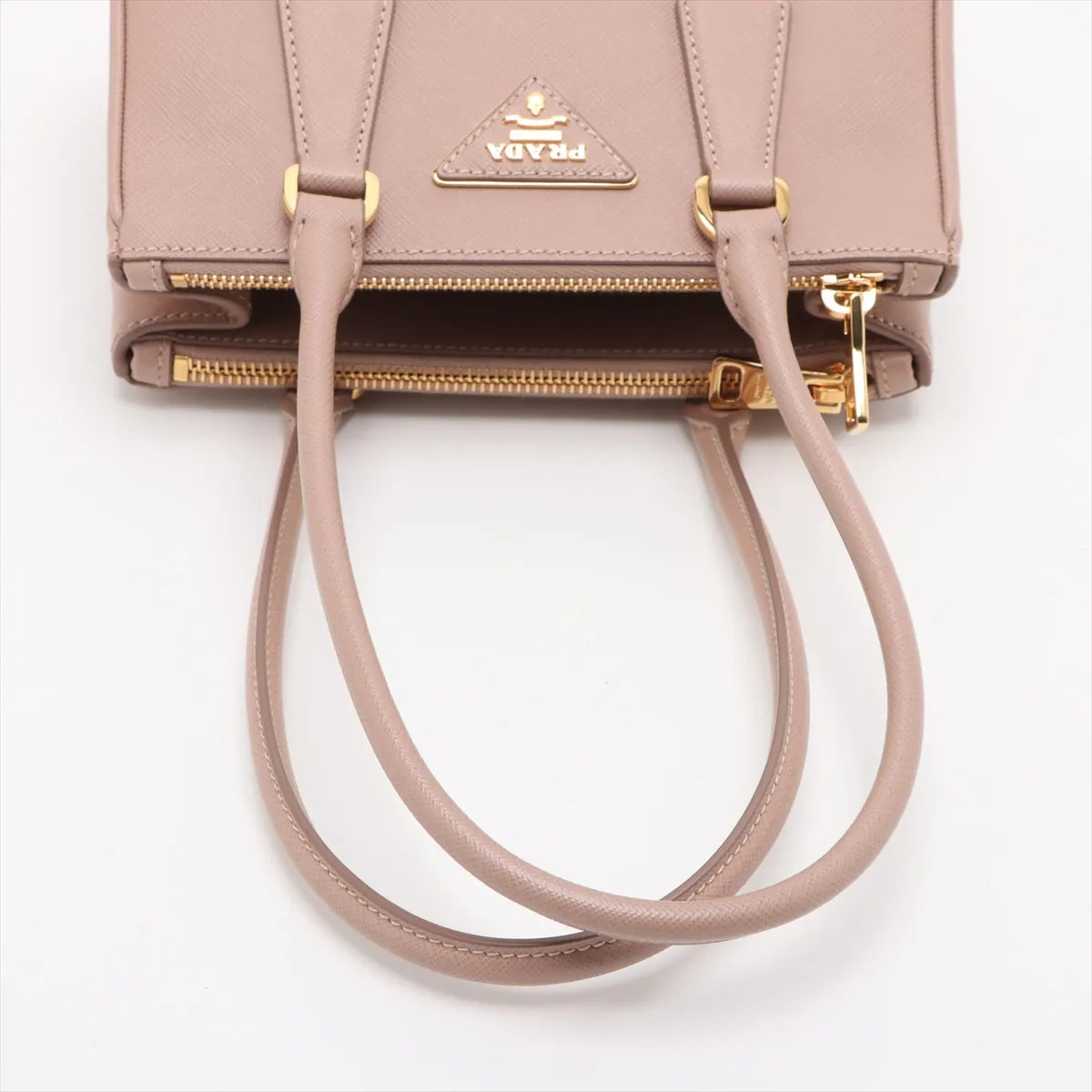 Saffiano Lux Leather 2-Way Handbag, Beige — view 5