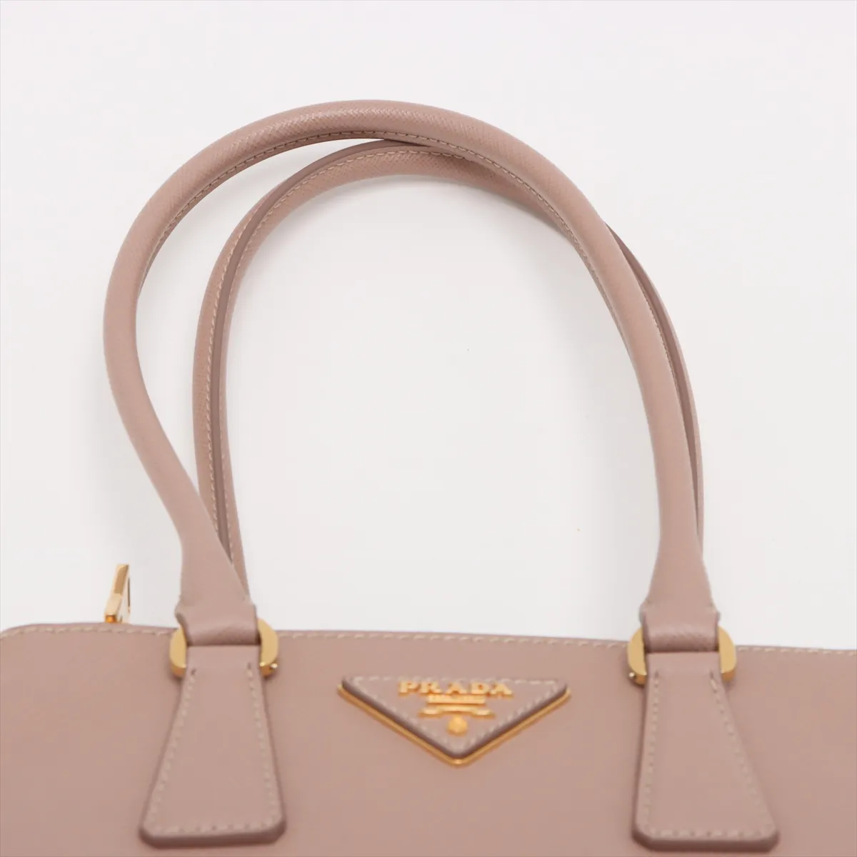 Saffiano Lux Leather 2-Way Handbag, Beige — view 6
