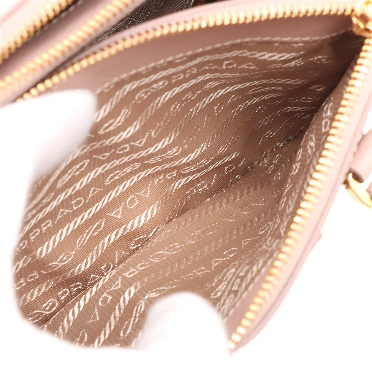 Saffiano Lux Leather 2-Way Handbag, Beige — view 10