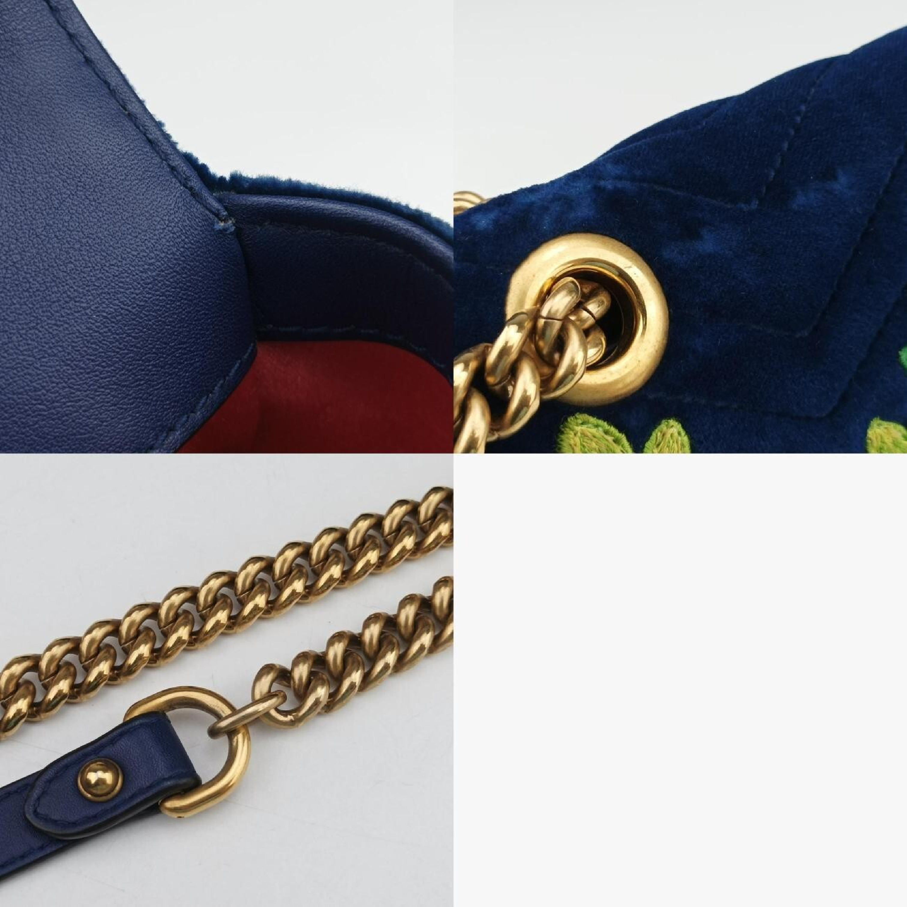 GG Marmont Navy x Multicolor Velour Shoulder Bag 443497 G026102843 — view 11