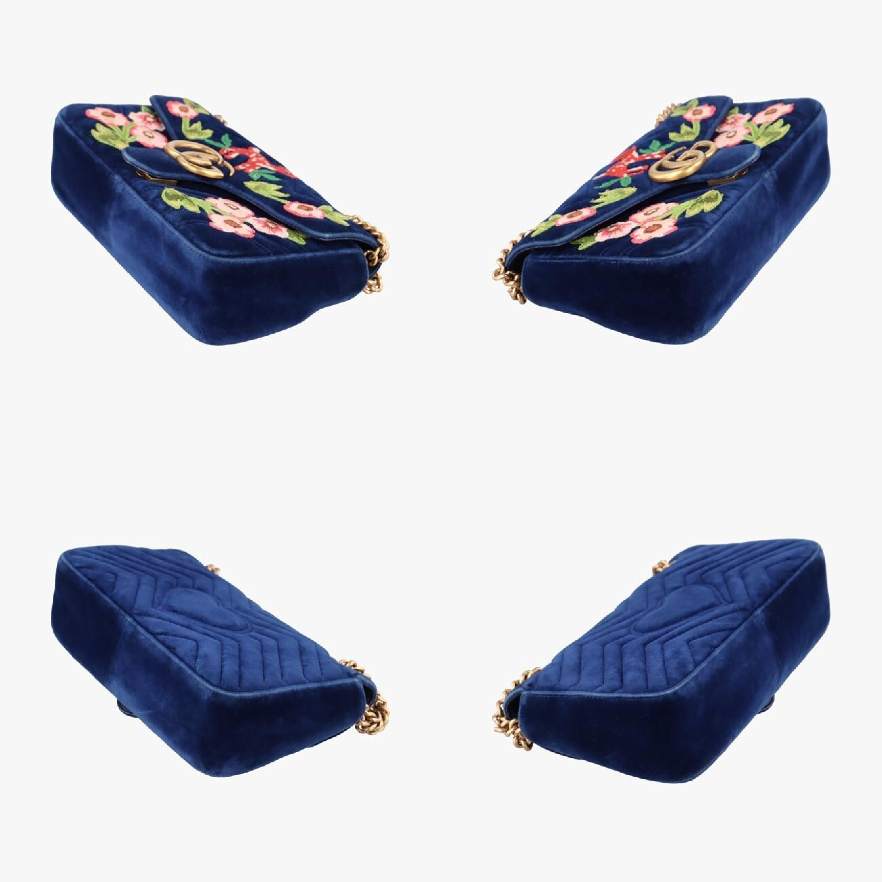 GG Marmont Navy x Multicolor Velour Shoulder Bag 443497 G026102843 — view 4