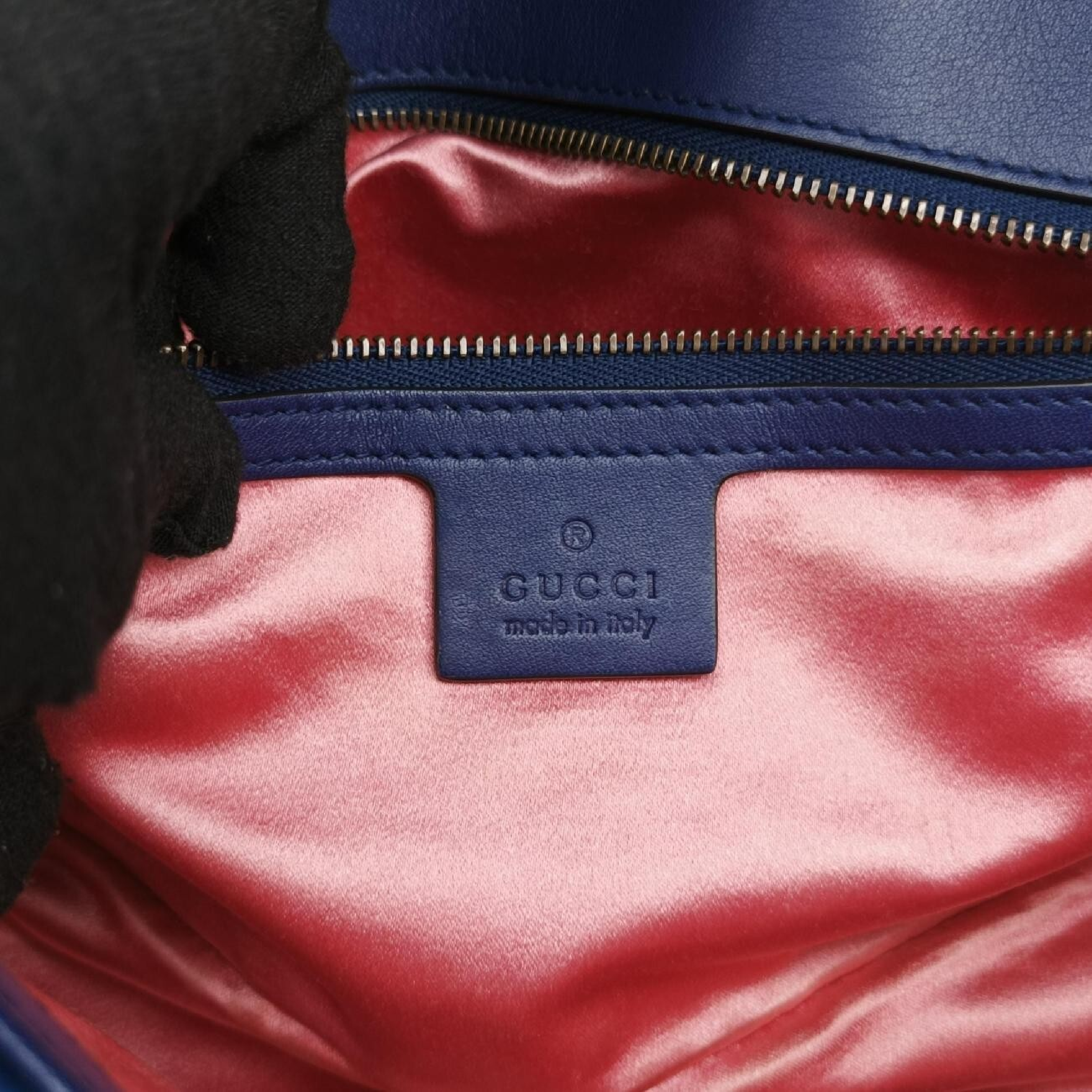 GG Marmont Navy x Multicolor Velour Shoulder Bag 443497 G026102843 — view 7