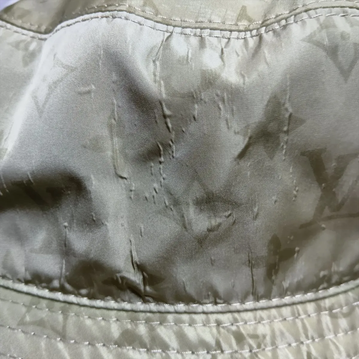 Chapeau Monogram Rain WA3272 Hat, Nylon, Khaki x Green. Shows signs of wear, — view 6