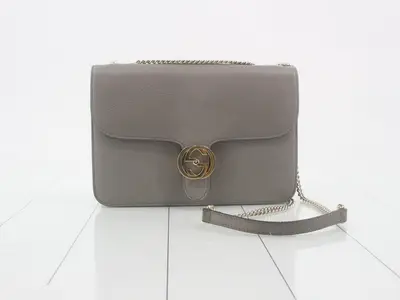 Interlocking Shoulder Bag, Chain, Gray, 510303