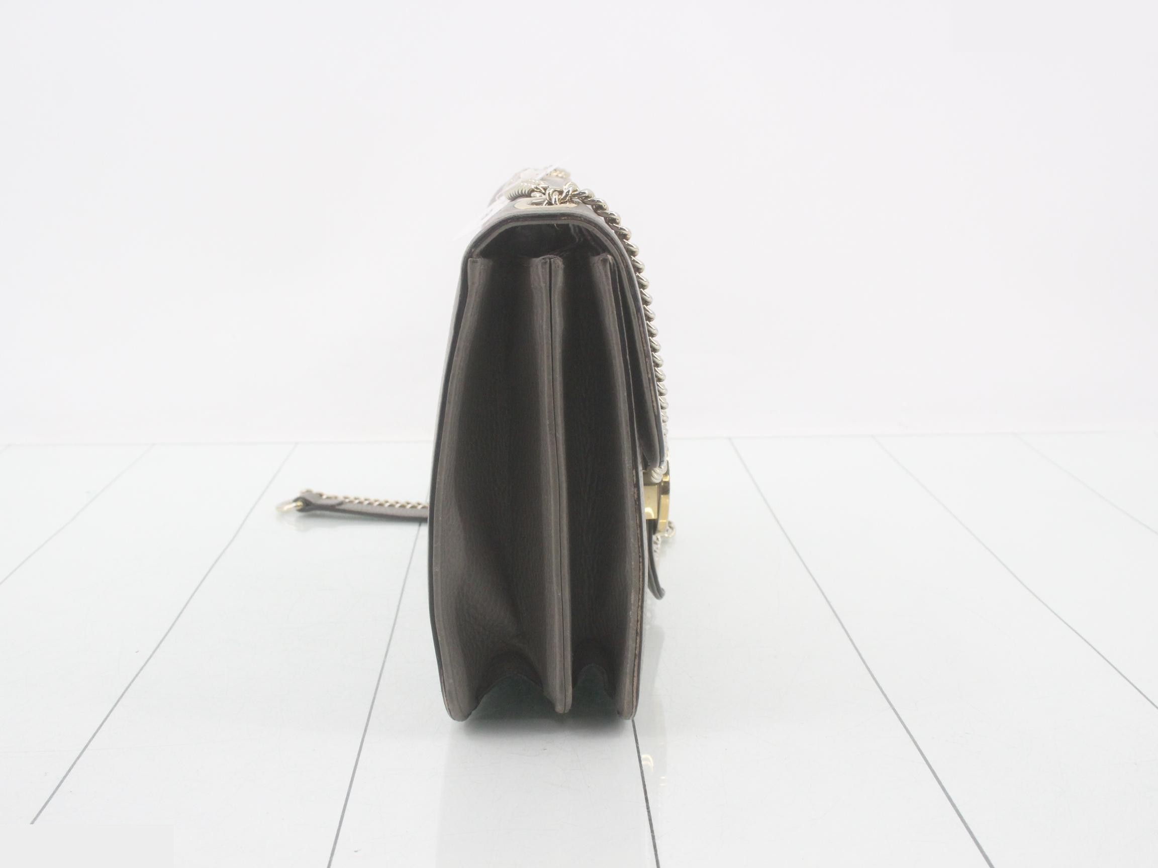 Interlocking Shoulder Bag, Chain, Gray, 510303 — view 4