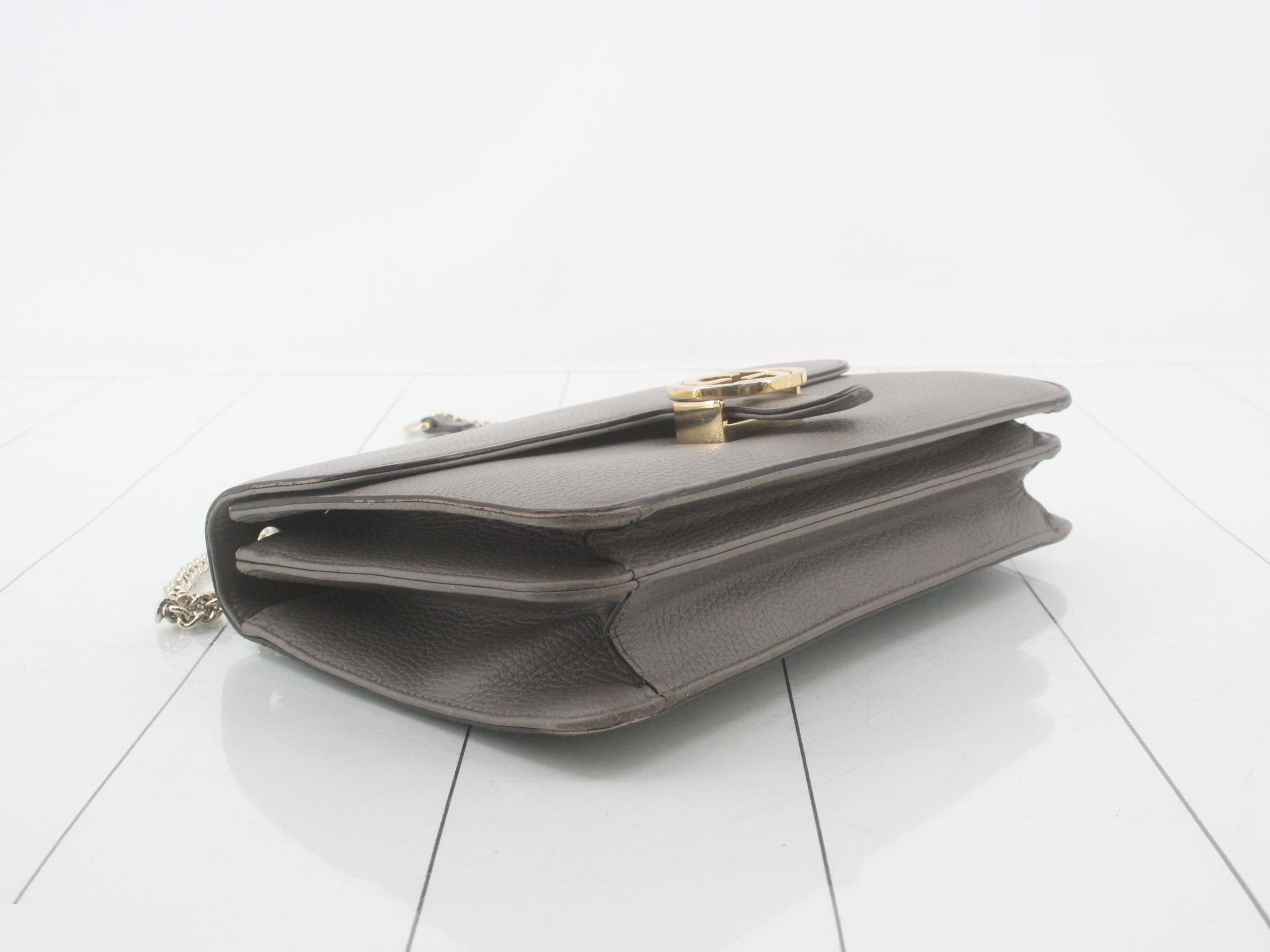 Interlocking Shoulder Bag, Chain, Gray, 510303 — view 5