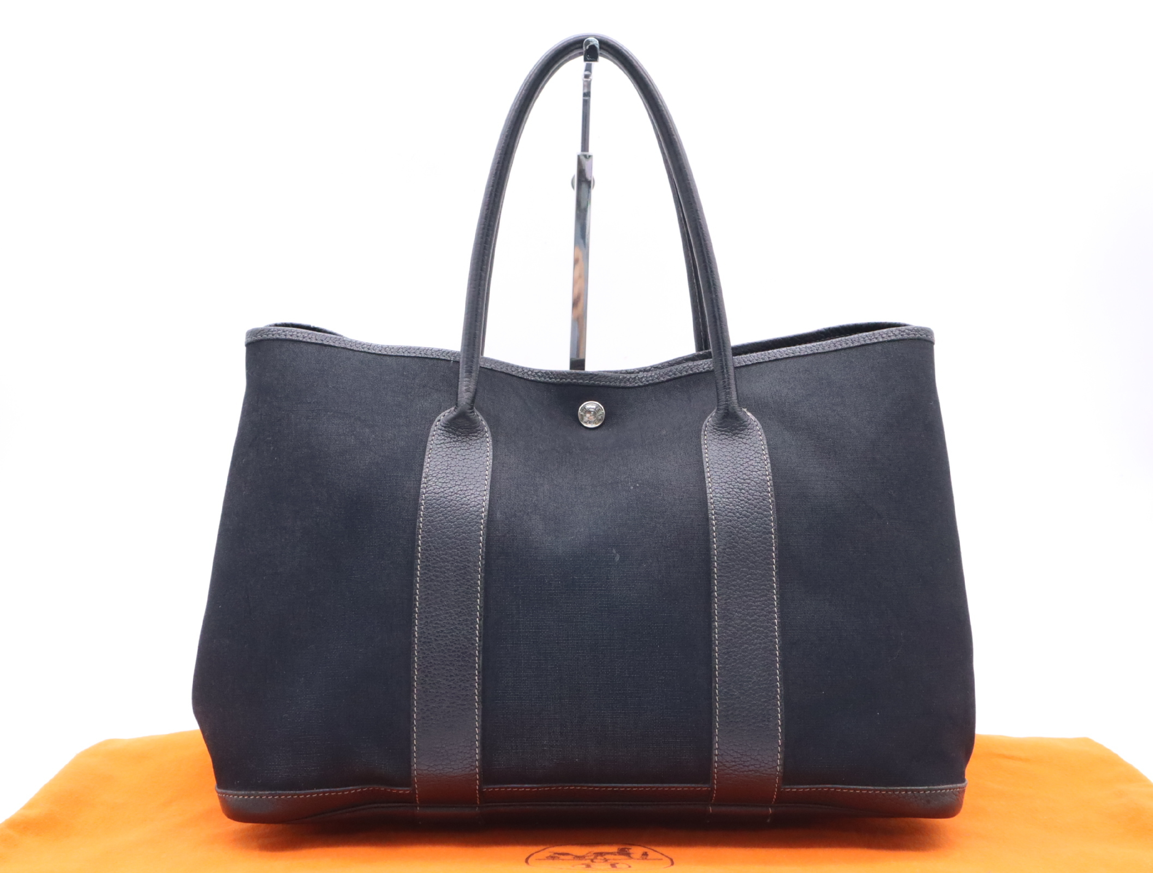 Leather Garden Party Tote Bag, Black, Silver Hardware, with Dust Bag, T Stamp, 2015