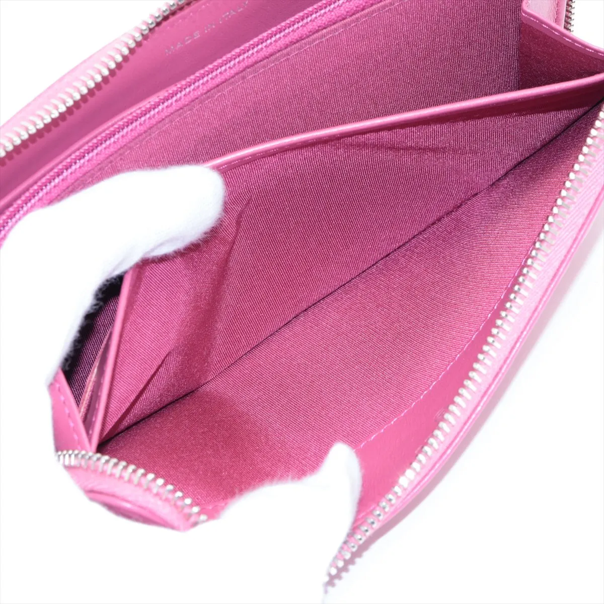 Camellia Leather Round Zip Wallet Pink Silver Hardware 24670134 — view 7
