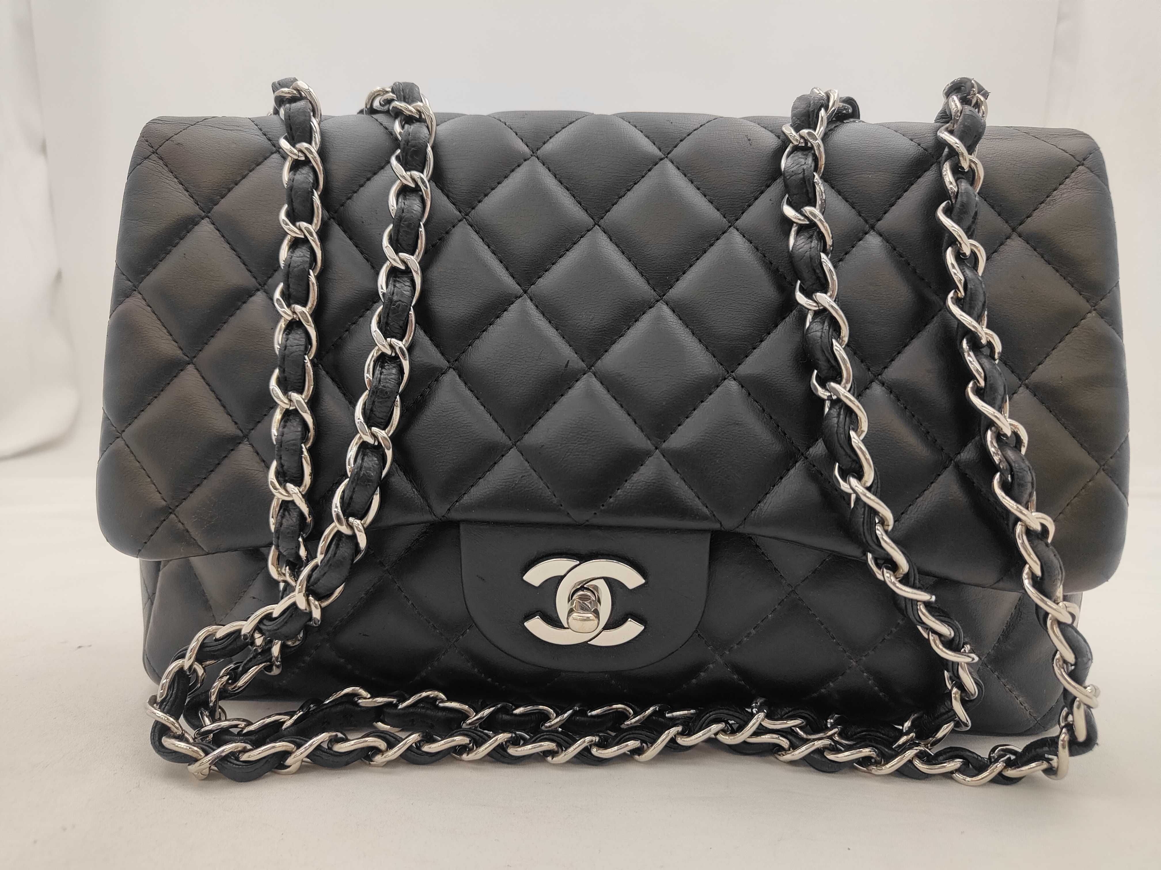 Chain Shoulder Bag, Lambskin, Black and Silver, Matelassé, Series 13 (Shoulder Bag)