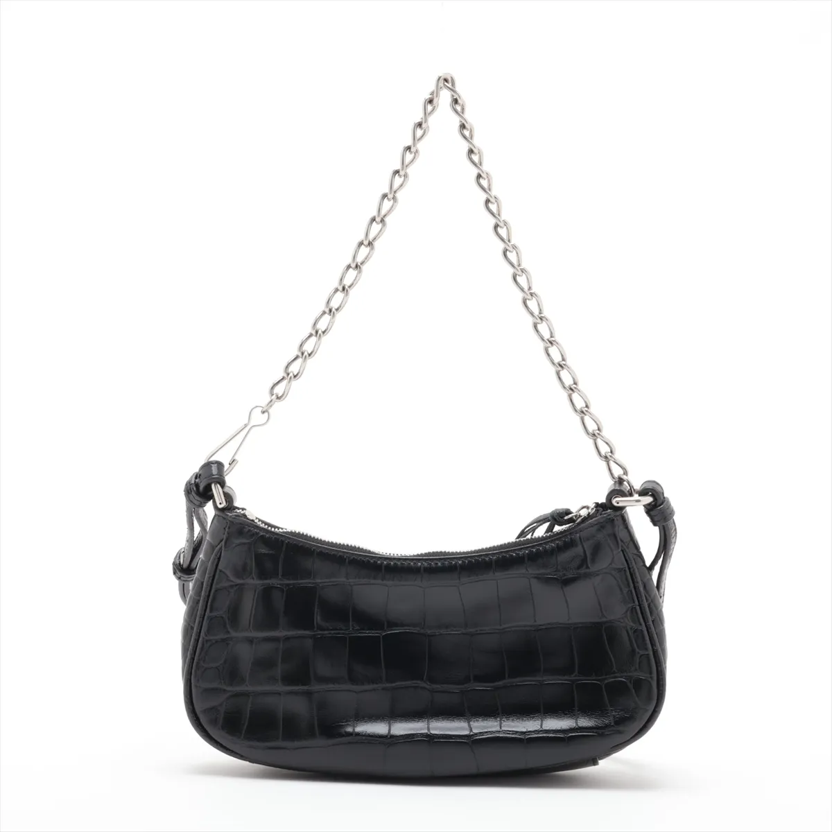 Le Cagole Mini 695814 Crocodile Embossed x Rhinestone 2-Way Shoulder Bag, Black — view 2