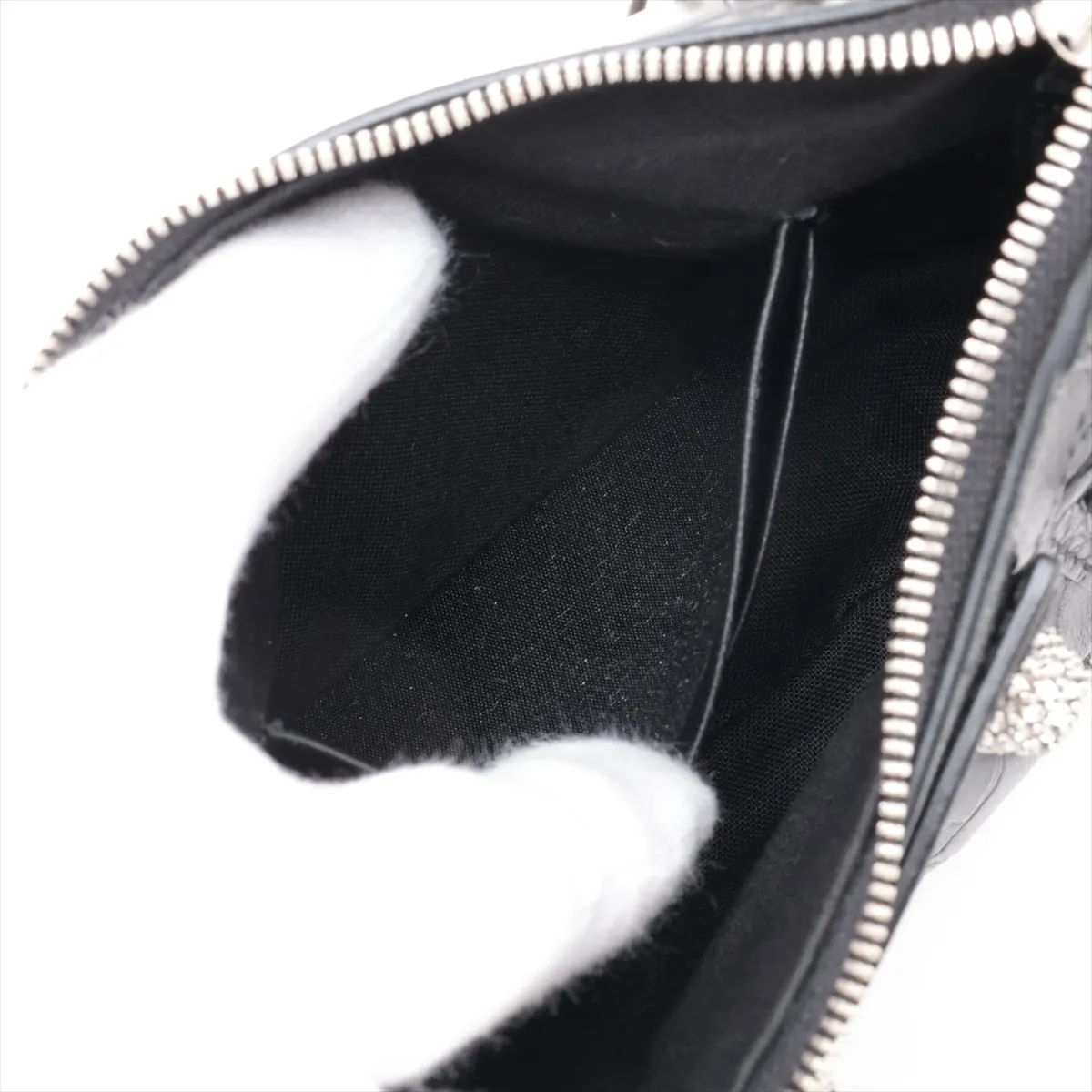 Le Cagole Mini 695814 Crocodile Embossed x Rhinestone 2-Way Shoulder Bag, Black — view 7