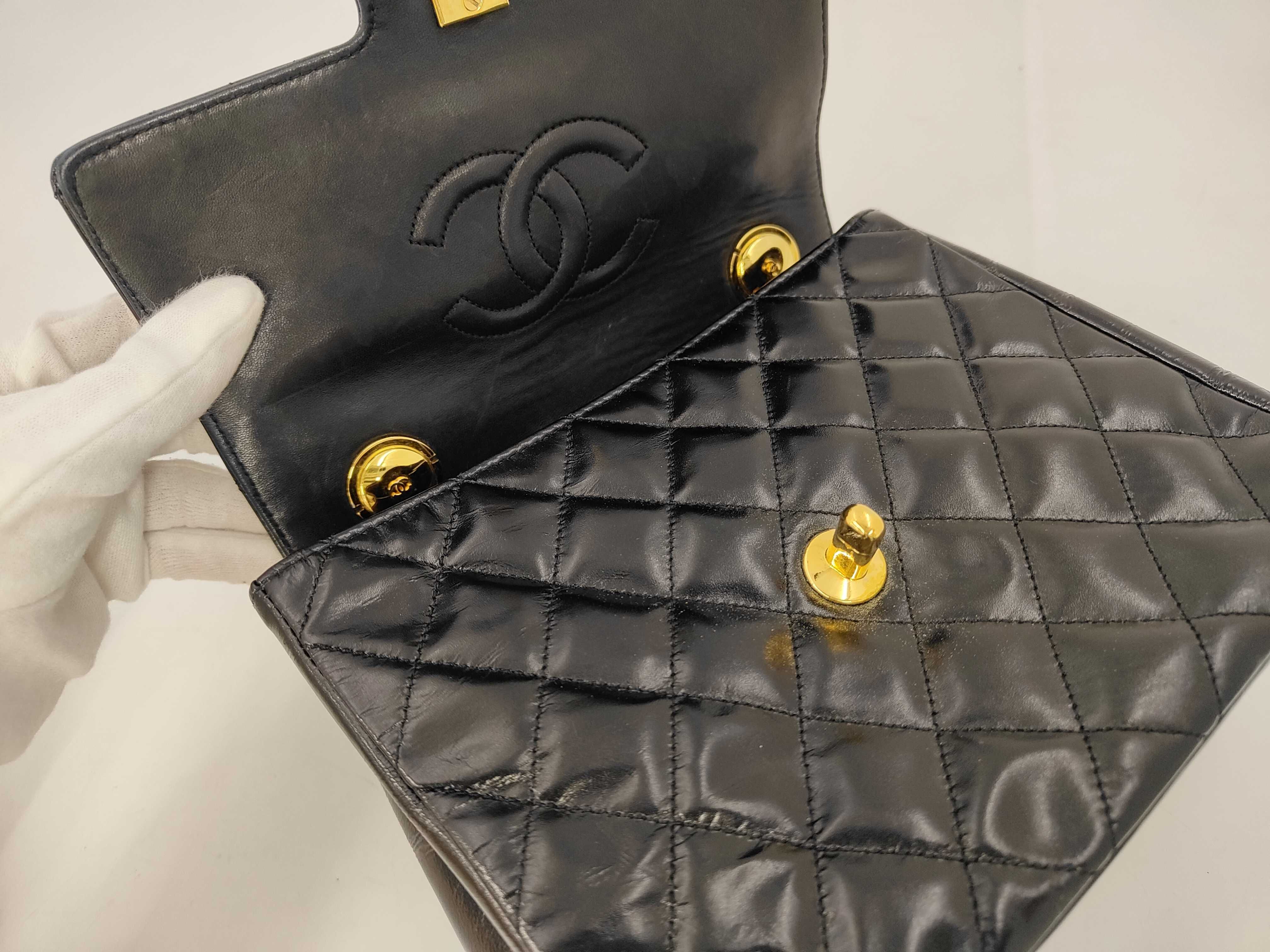 Matelassé Coco Mark Patent Leather Handbag — view 9