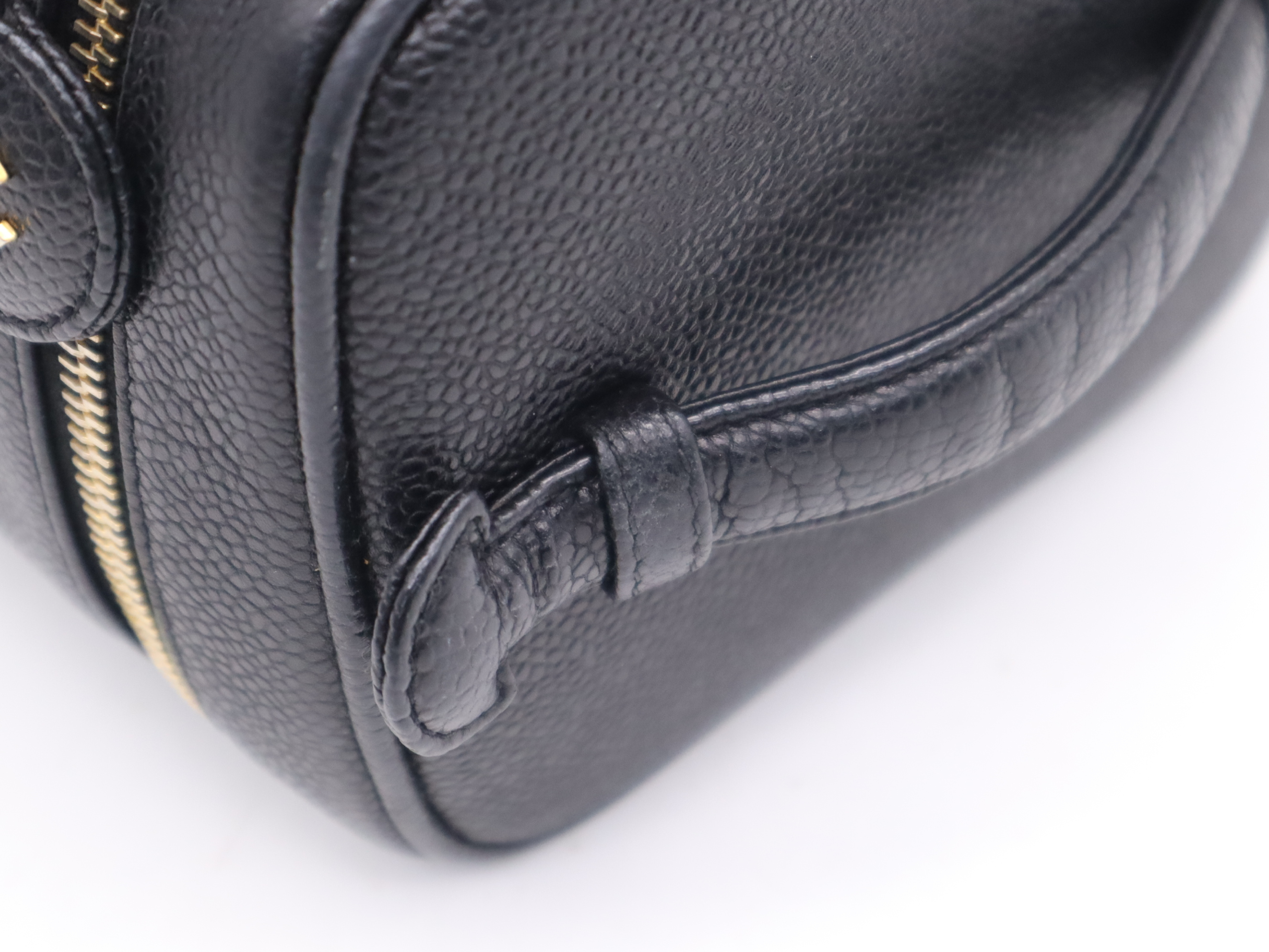 Caviar Skin Coco Mark Vanity Bag, Black with Gold Hardware — view 6